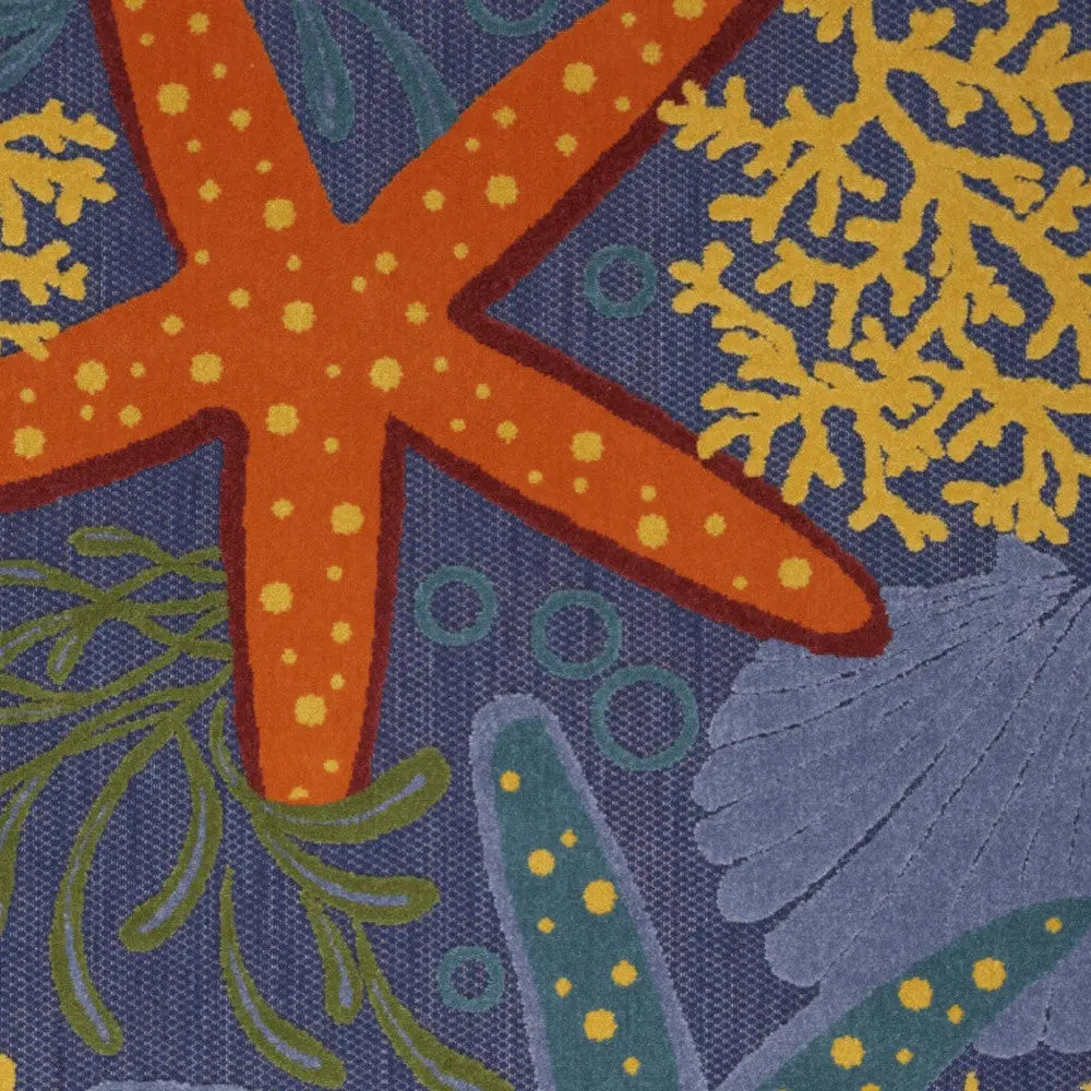 5' X 7' Orange Green and Blue Indoor Outdoor Area Rug Homeroots Outdoor