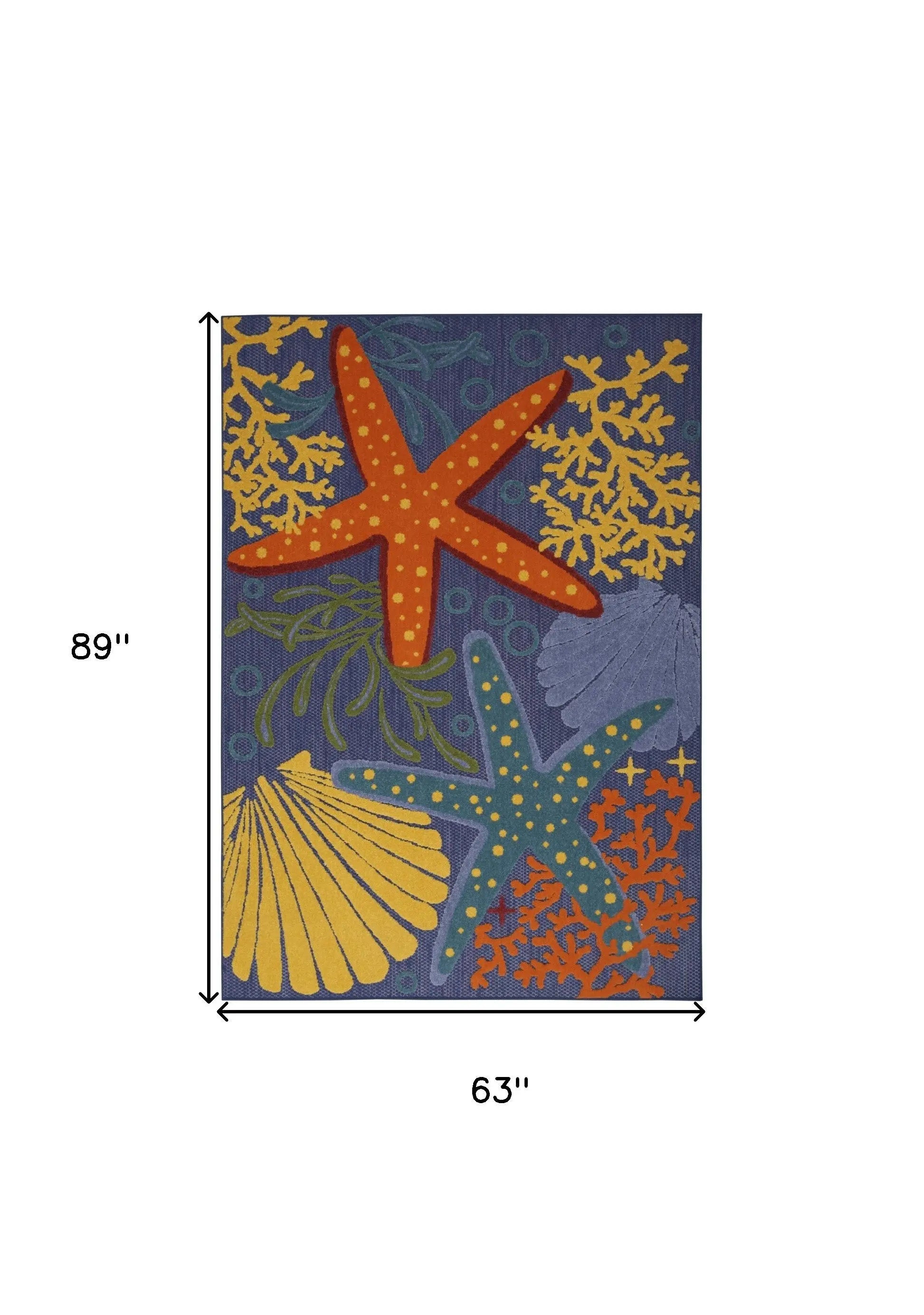5' X 7' Orange Green and Blue Indoor Outdoor Area Rug Homeroots Outdoor