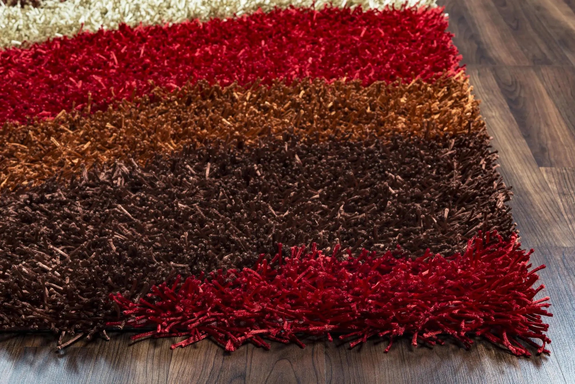 5' X 7' Red Orange Brown And Cream Abstract Shag Hand Tufted Area Rug Homeroots Home Decor