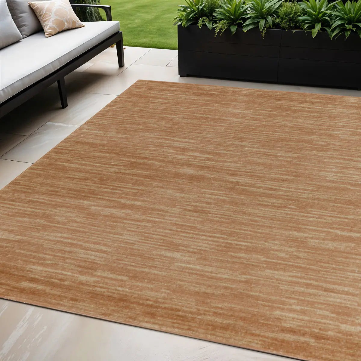 5' X 7' Rust Abstract Indoor Outdoor Area Rug Homeroots Outdoor
