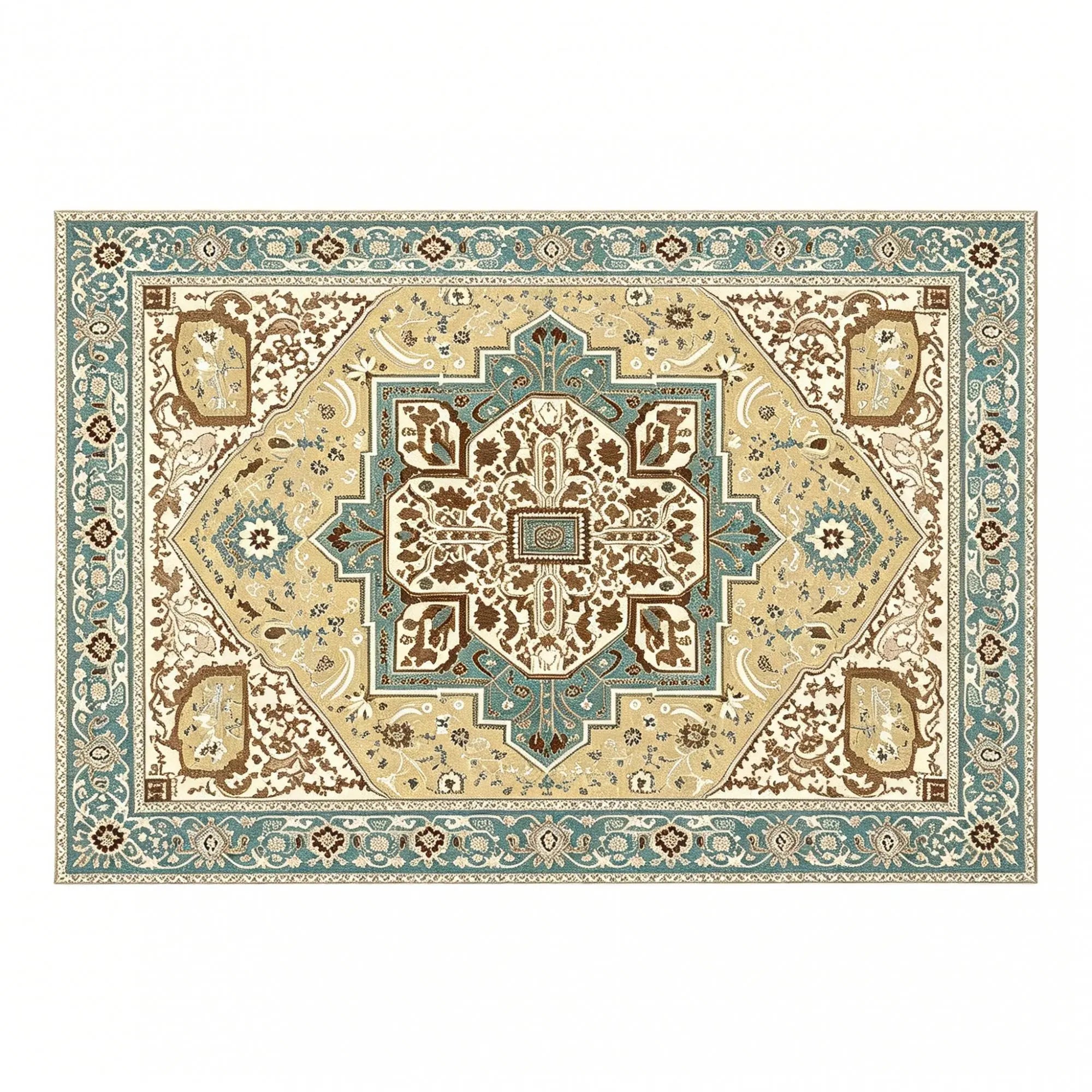 5' X 7' Sage And Brown Oriental Washable Area Rug Homeroots Home Decor