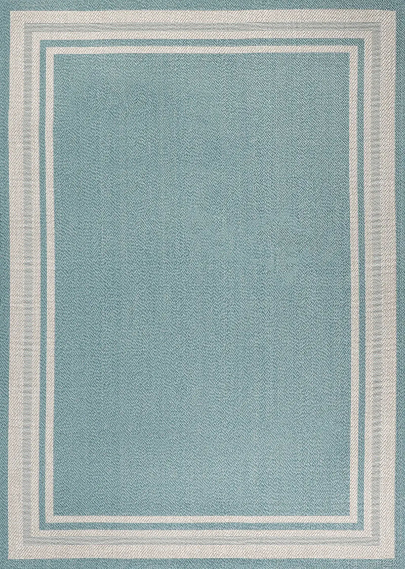 5' X 8' Aqua And Beige Striped Indoor Outdoor Area Rug Homeroots Outdoor