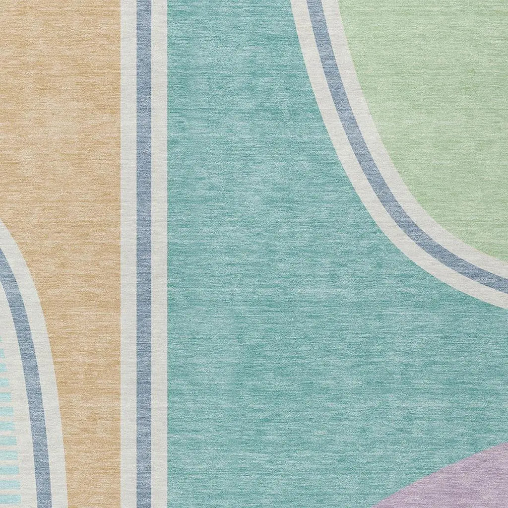 5' X 8' Aqua And Copper Geometric Washable Indoor Outdoor Area Rug Homeroots Outdoor