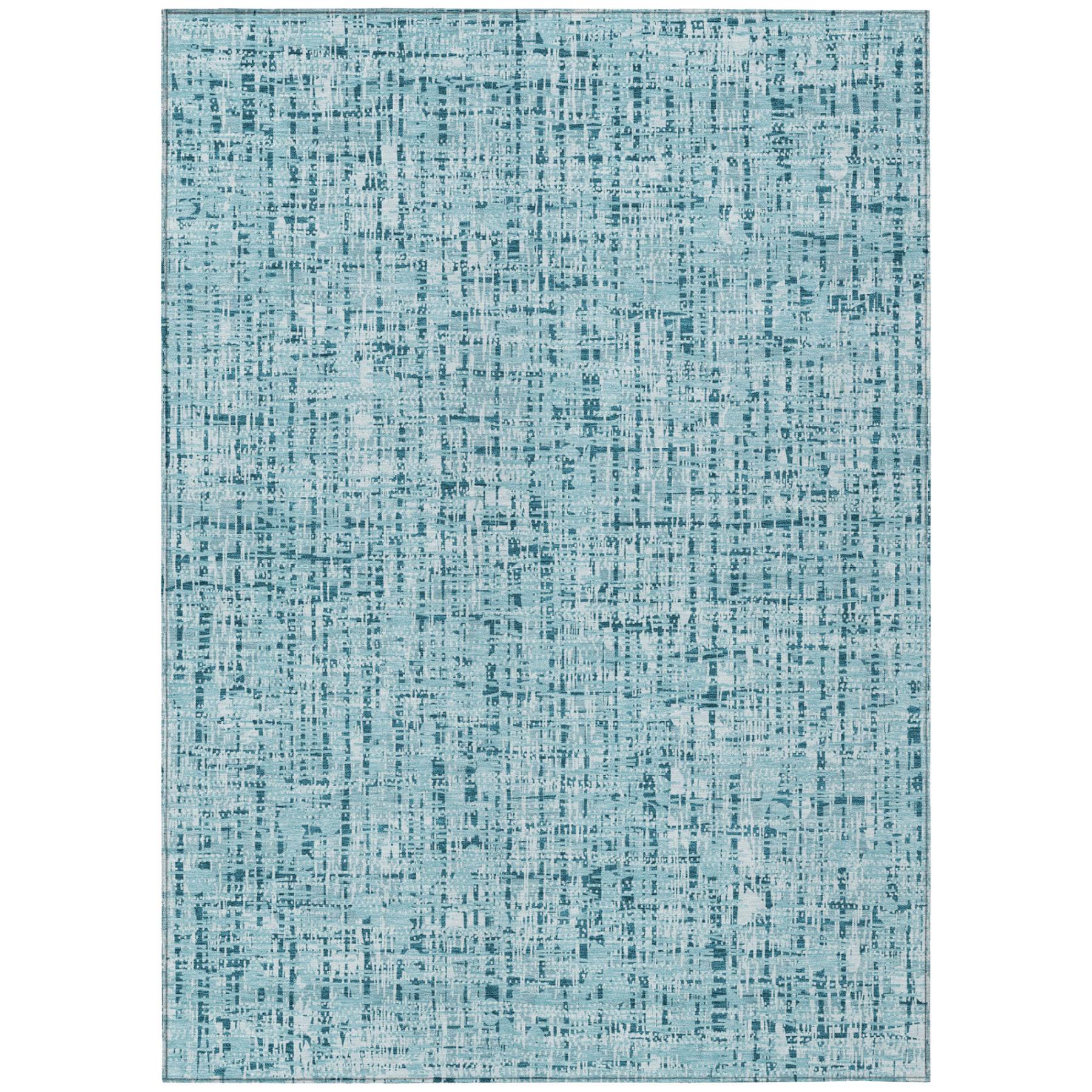 5' X 8' Aqua And Teal Blue Abstract Washable Indoor Outdoor Area Rug Homeroots Outdoor