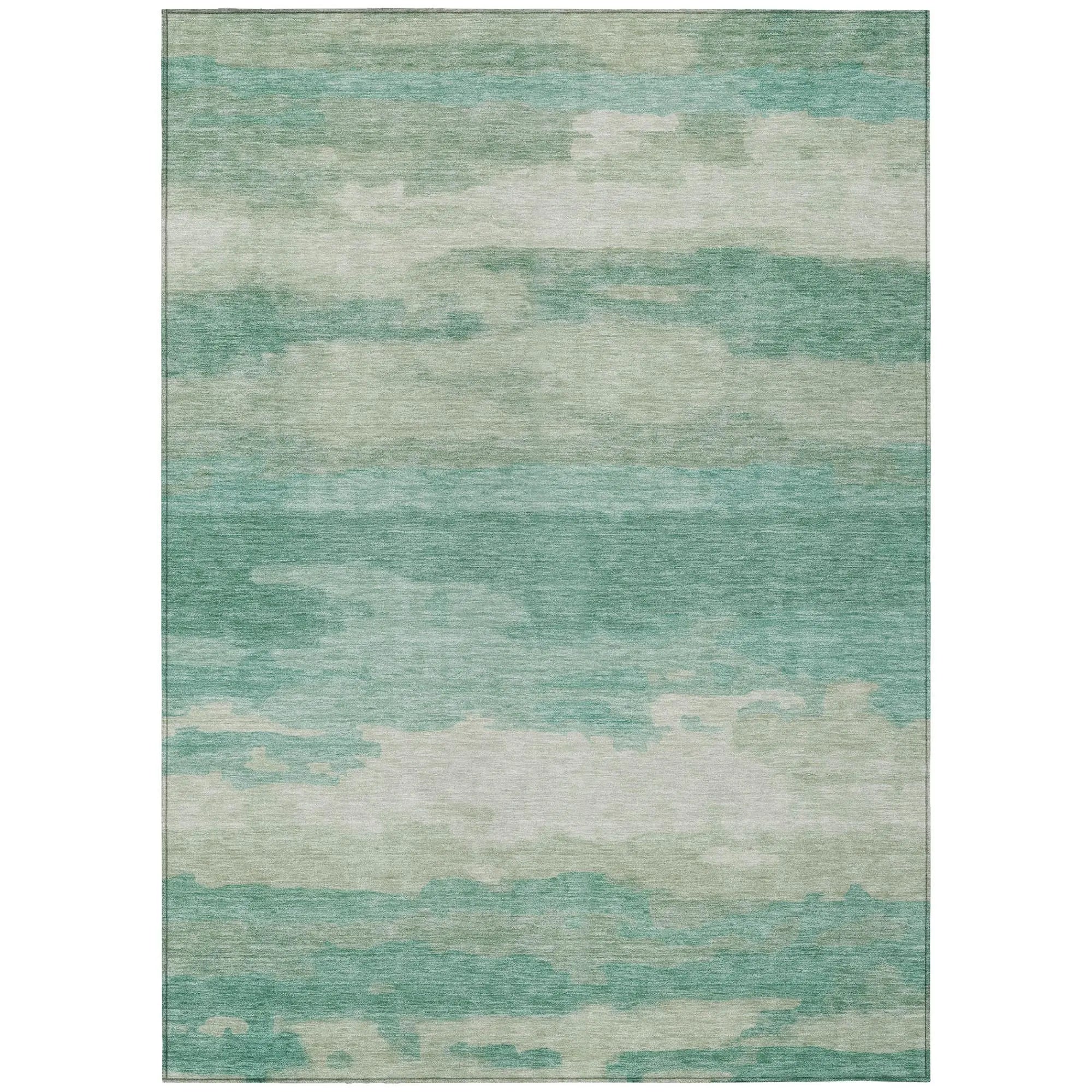 5' X 8' Aqua And Teal Blue Abstract Washable Indoor Outdoor Area Rug Homeroots Outdoor