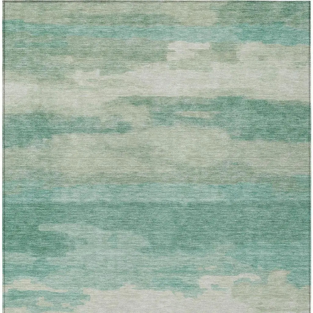 5' X 8' Aqua And Teal Blue Abstract Washable Indoor Outdoor Area Rug Homeroots Outdoor