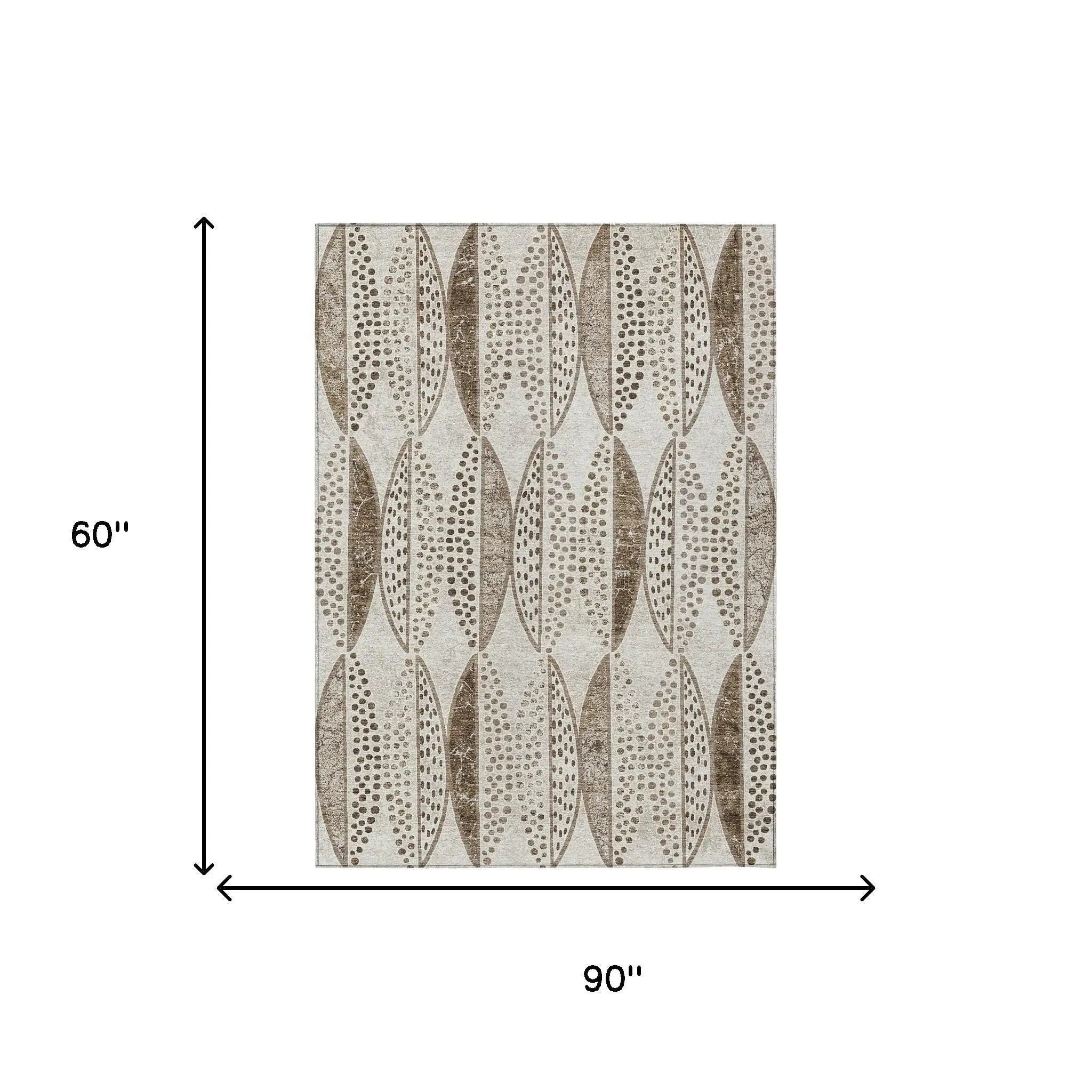 5' X 8' Beige And Blue Geometric Washable Indoor Outdoor Area Rug Homeroots Outdoor