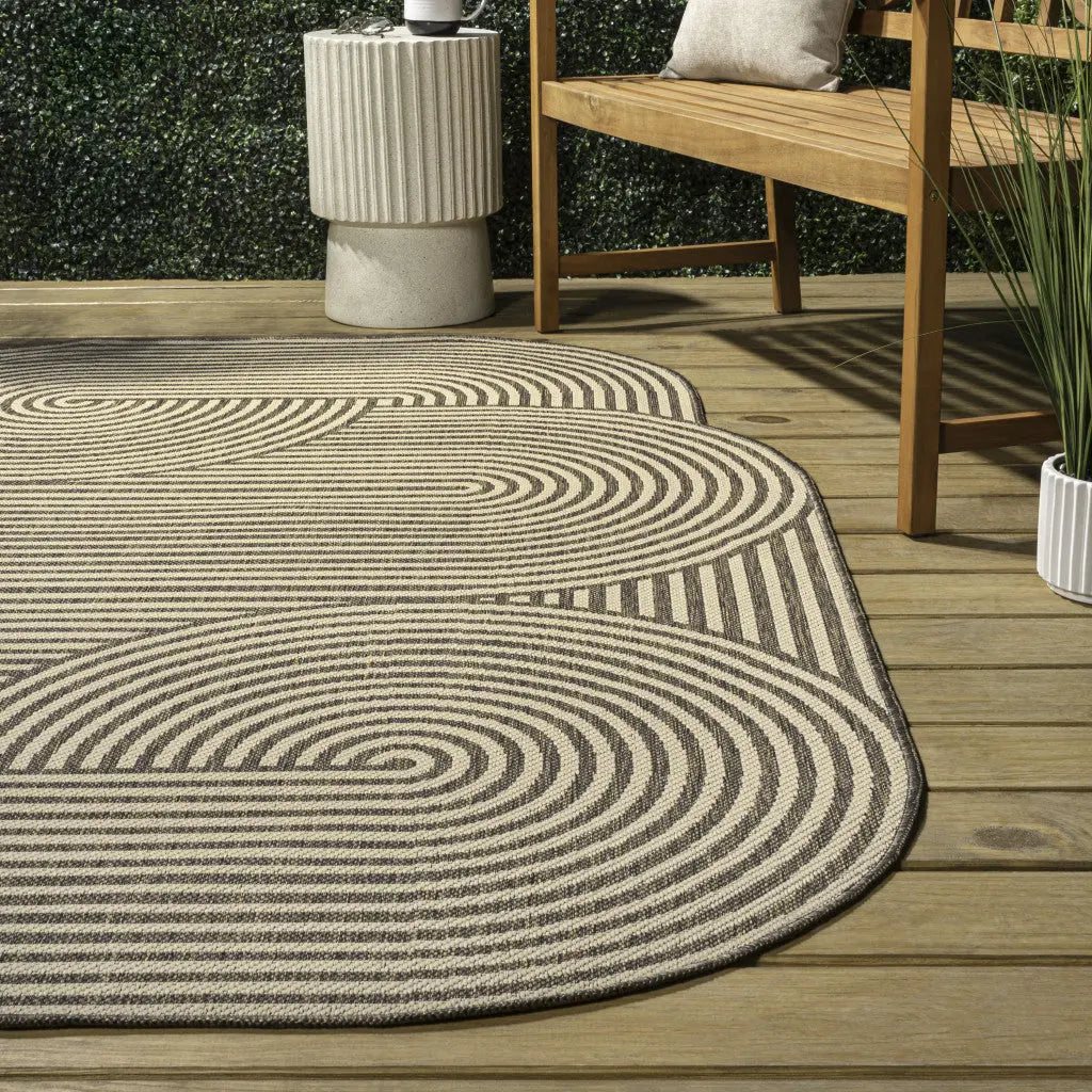5' X 8' Beige And Brown Abstract Indoor Outdoor Area Rug Homeroots Outdoor