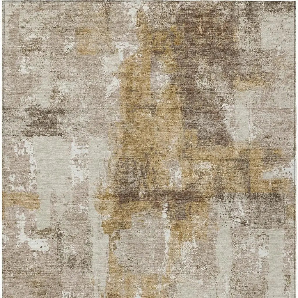 5' X 8' Beige And Brown Abstract Washable Indoor Outdoor Area Rug Homeroots Outdoor