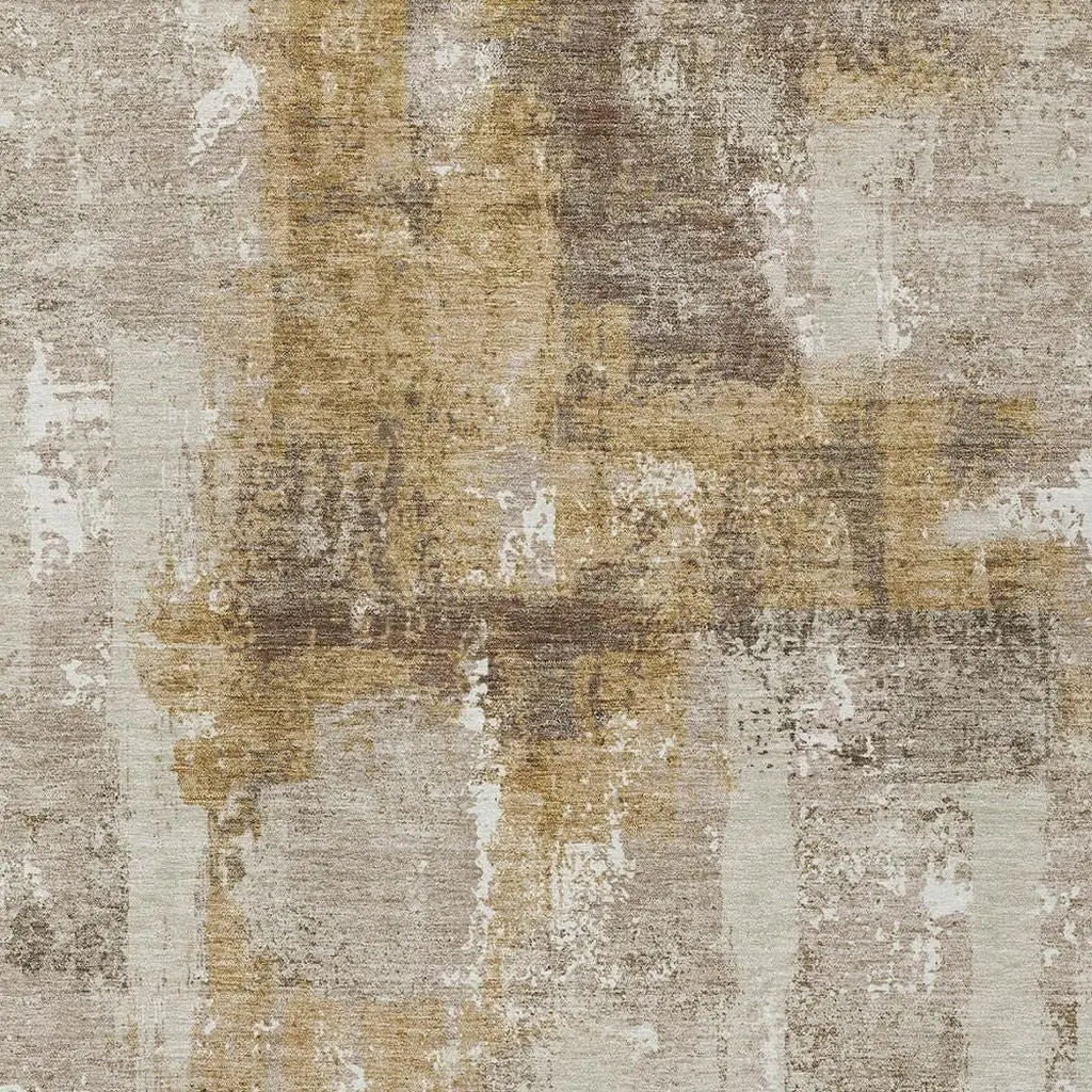 5' X 8' Beige And Brown Abstract Washable Indoor Outdoor Area Rug Homeroots Outdoor