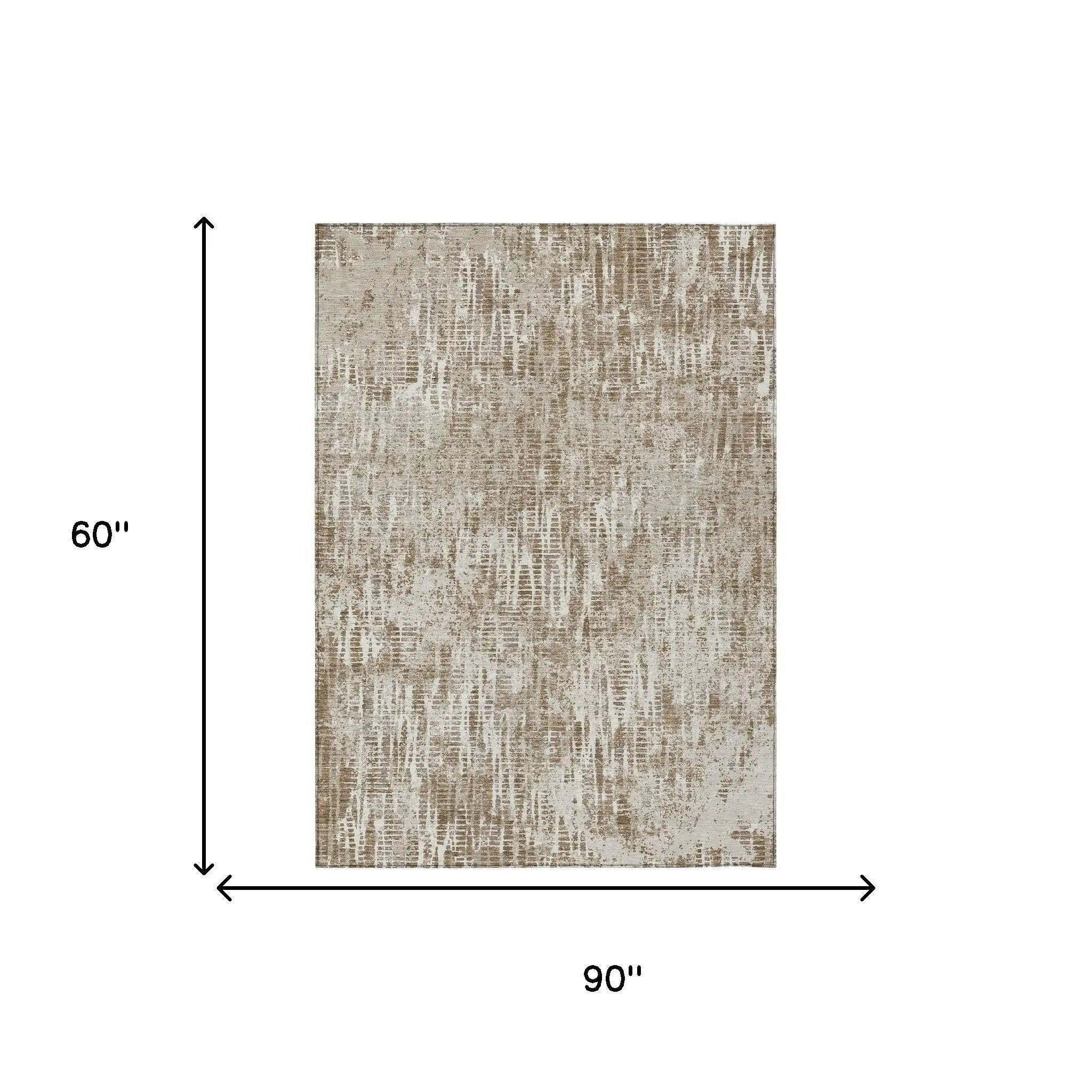 5' X 8' Beige And Brown Abstract Washable Indoor Outdoor Area Rug Homeroots Outdoor