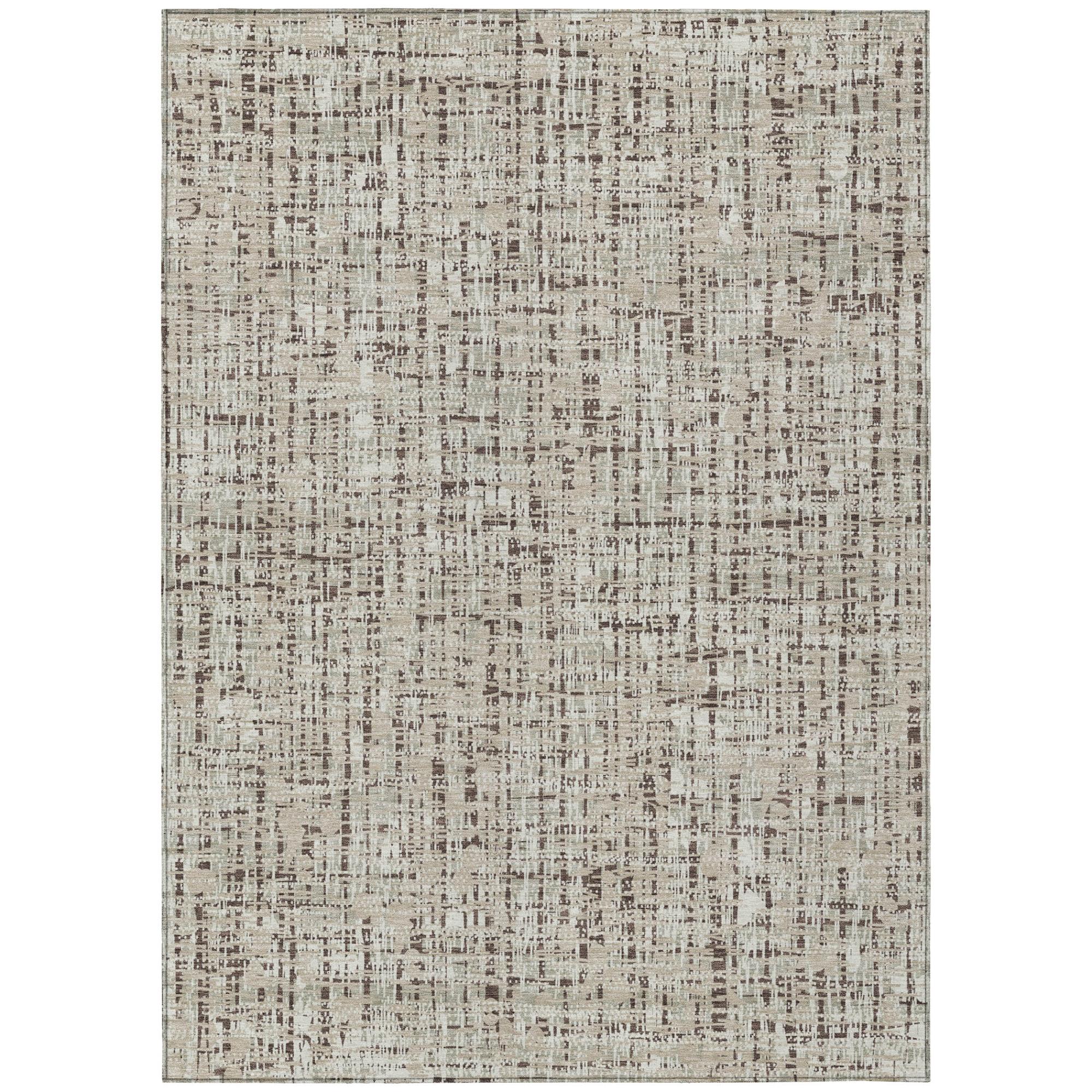 5' X 8' Beige And Brown Abstract Washable Indoor Outdoor Area Rug Homeroots Outdoor
