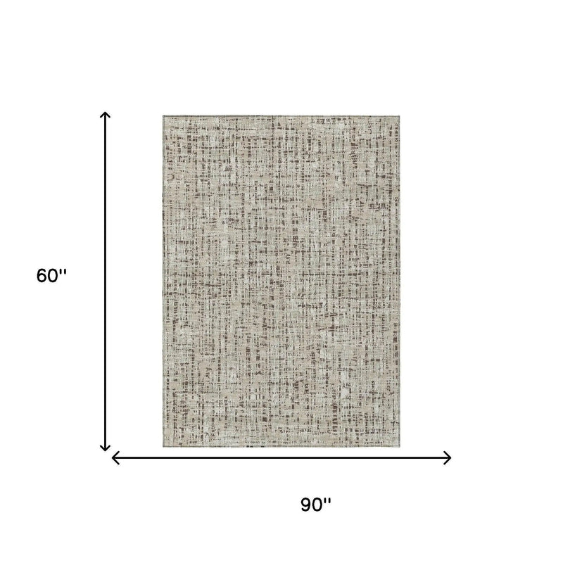 5' X 8' Beige And Brown Abstract Washable Indoor Outdoor Area Rug Homeroots Outdoor