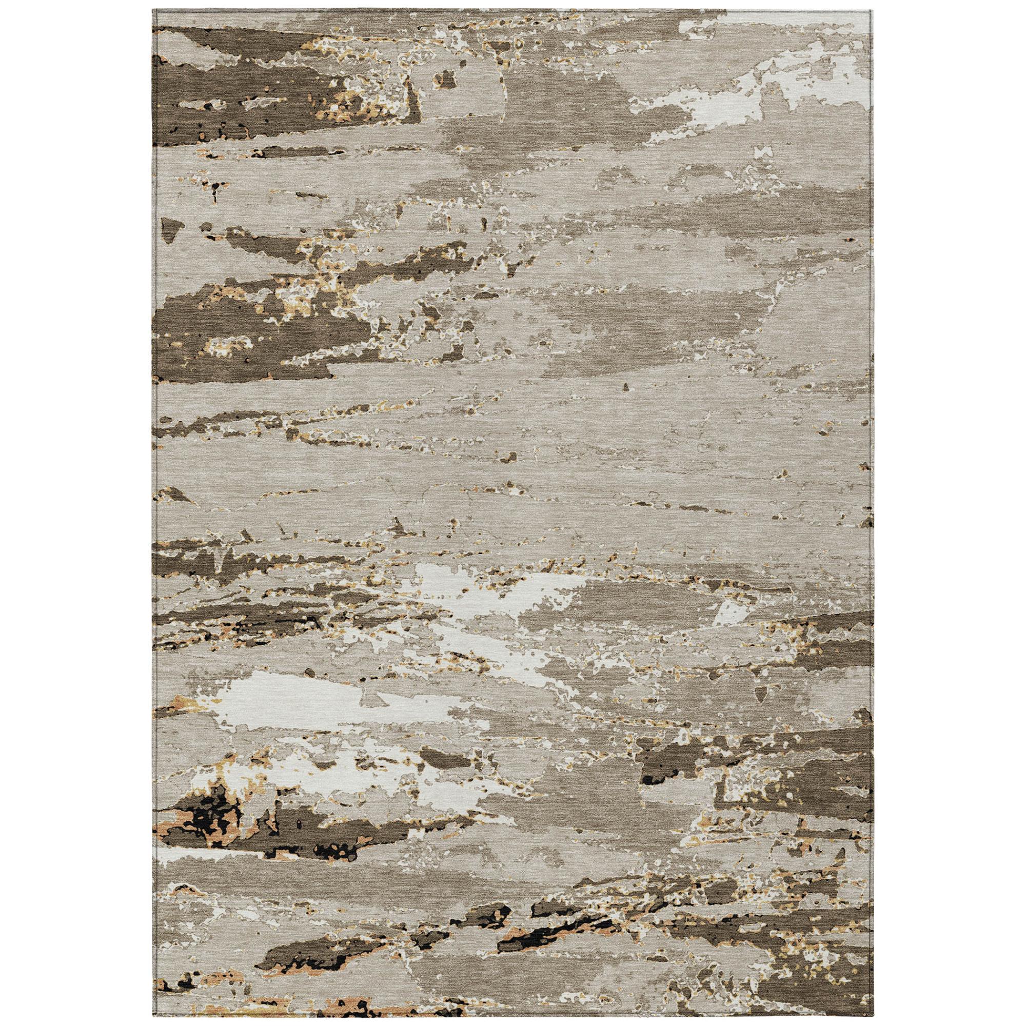 5' X 8' Beige And Brown Abstract Washable Indoor Outdoor Area Rug Homeroots Outdoor