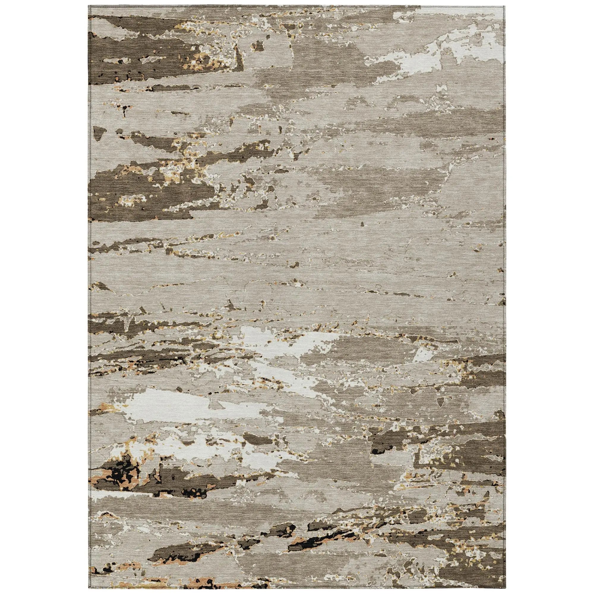 5' X 8' Beige And Brown Abstract Washable Indoor Outdoor Area Rug Homeroots Outdoor