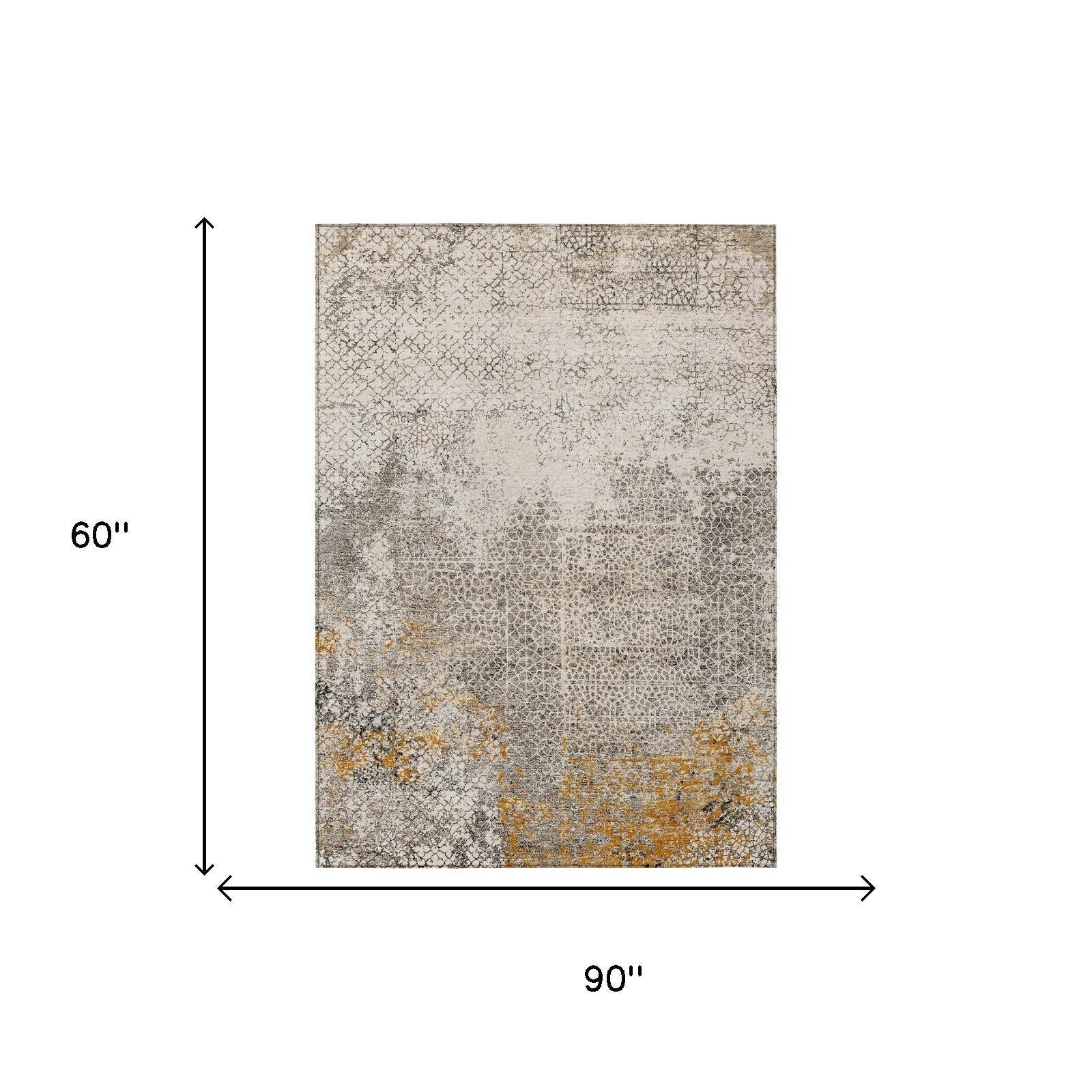 5' X 8' Beige And Brown Abstract Washable Indoor Outdoor Area Rug Homeroots Outdoor