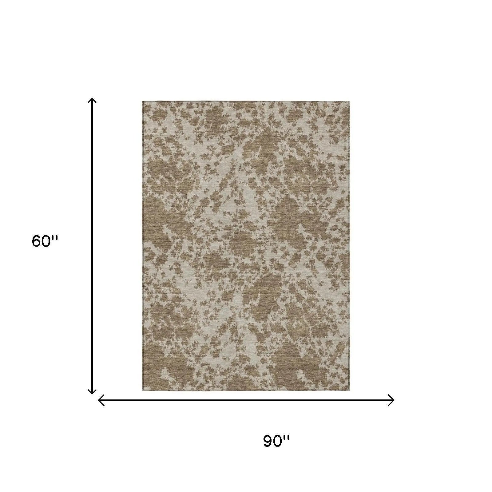 5' X 8' Beige And Brown Abstract Washable Indoor Outdoor Area Rug Homeroots Outdoor