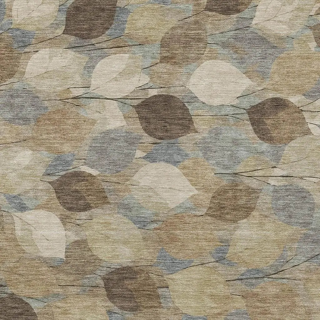 5' X 8' Beige And Brown Floral Washable Indoor Outdoor Area Rug Homeroots Outdoor