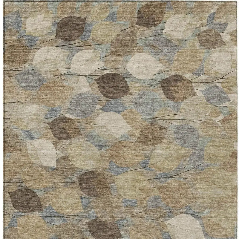 5' X 8' Beige And Brown Floral Washable Indoor Outdoor Area Rug Homeroots Outdoor