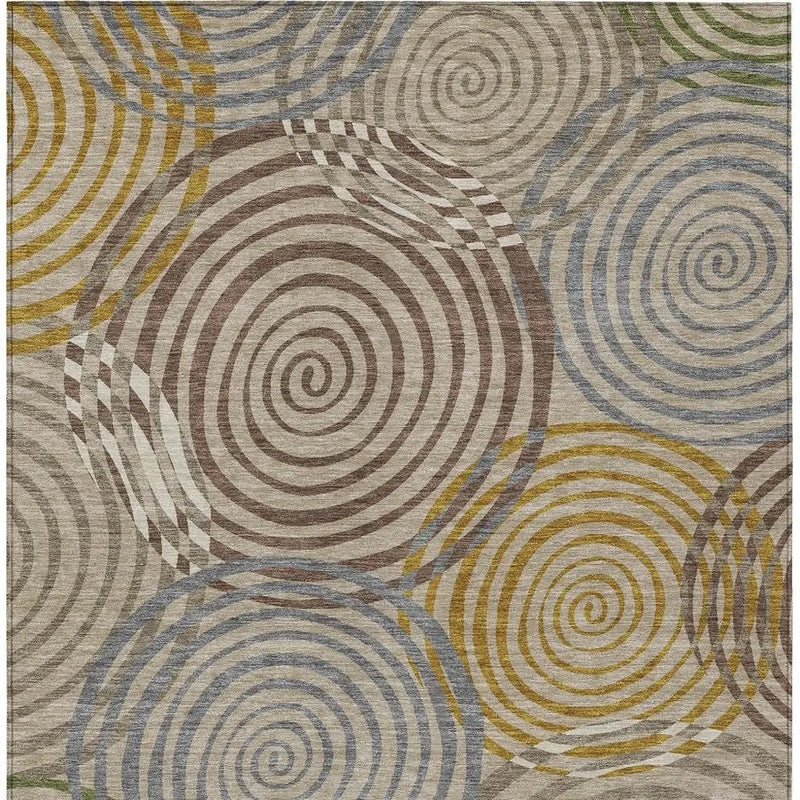 5' X 8' Beige And Brown Geometric Washable Indoor Outdoor Area Rug Homeroots Outdoor