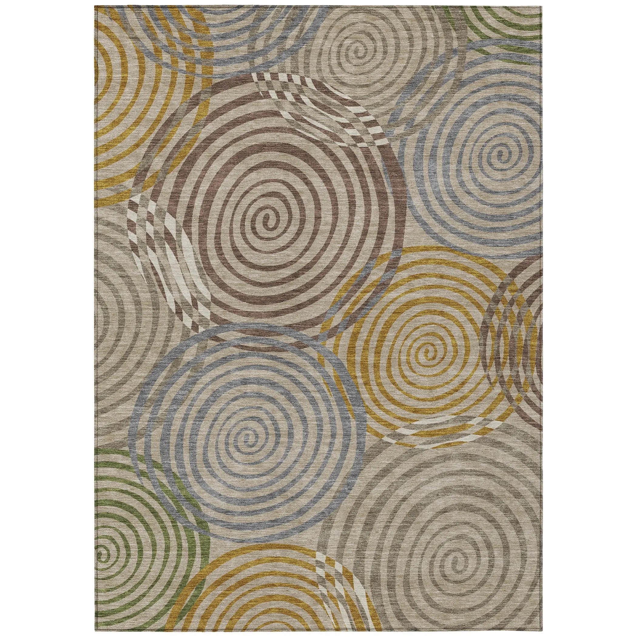 5' X 8' Beige And Brown Geometric Washable Indoor Outdoor Area Rug Homeroots Outdoor