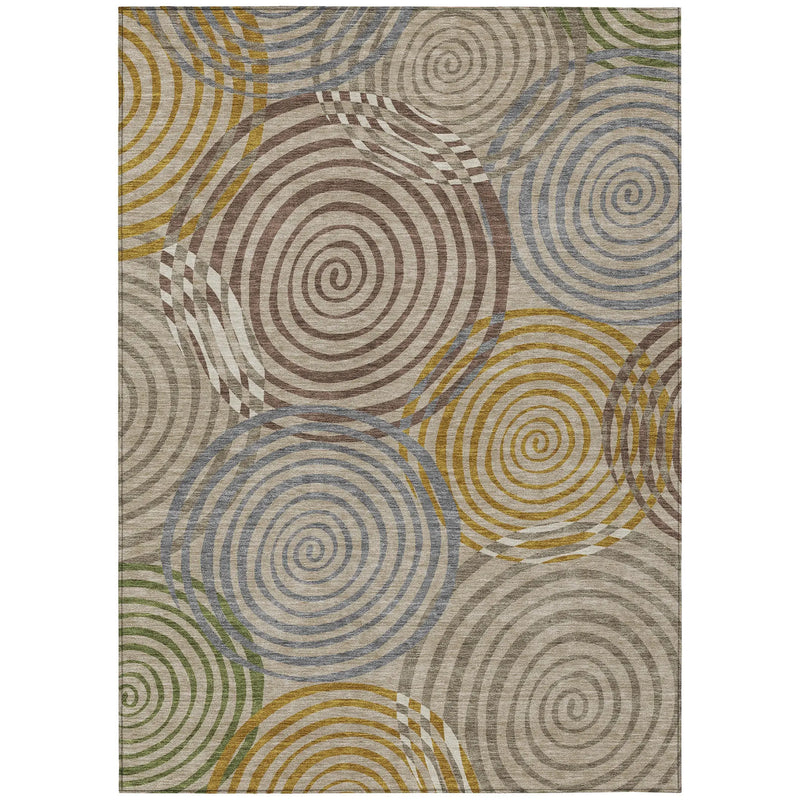 5' X 8' Beige And Brown Geometric Washable Indoor Outdoor Area Rug Homeroots Outdoor