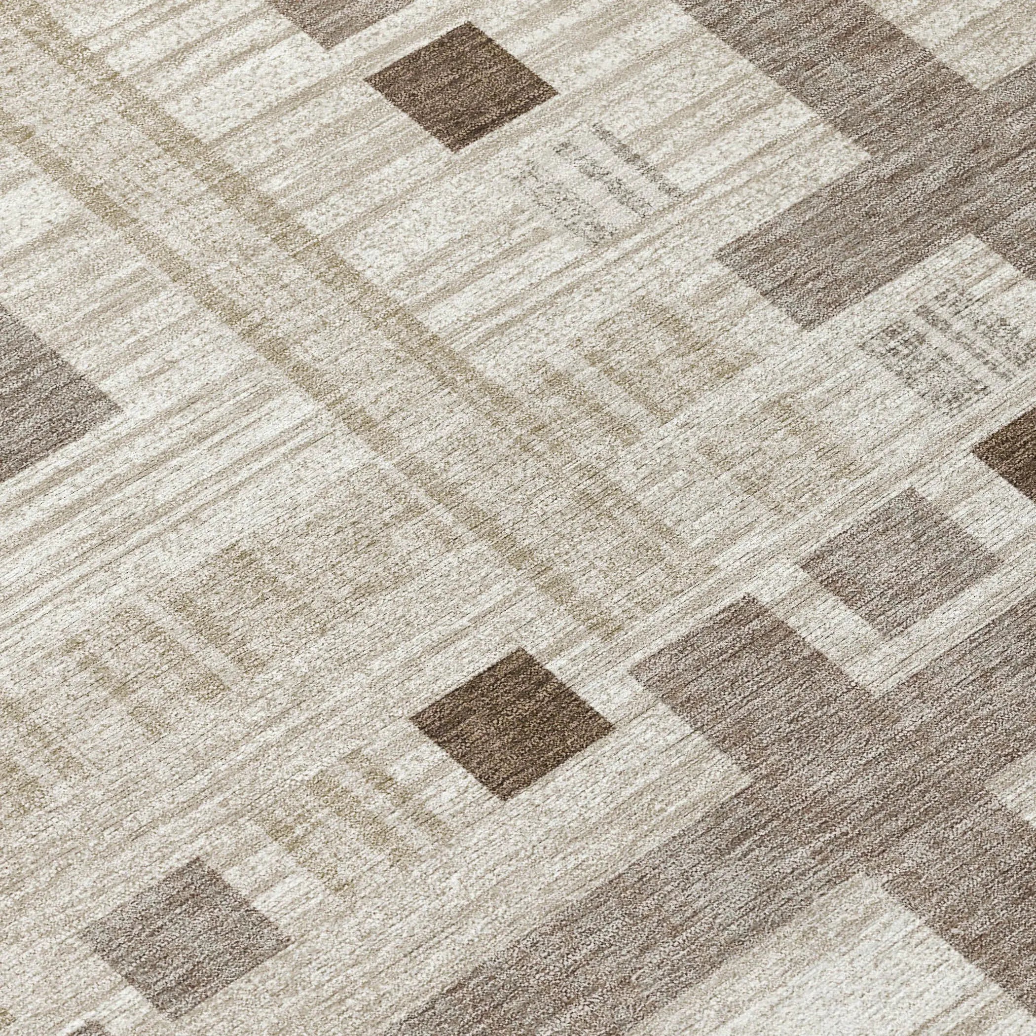 5' X 8' Beige And Brown Geometric Washable Indoor Outdoor Area Rug Homeroots Outdoor