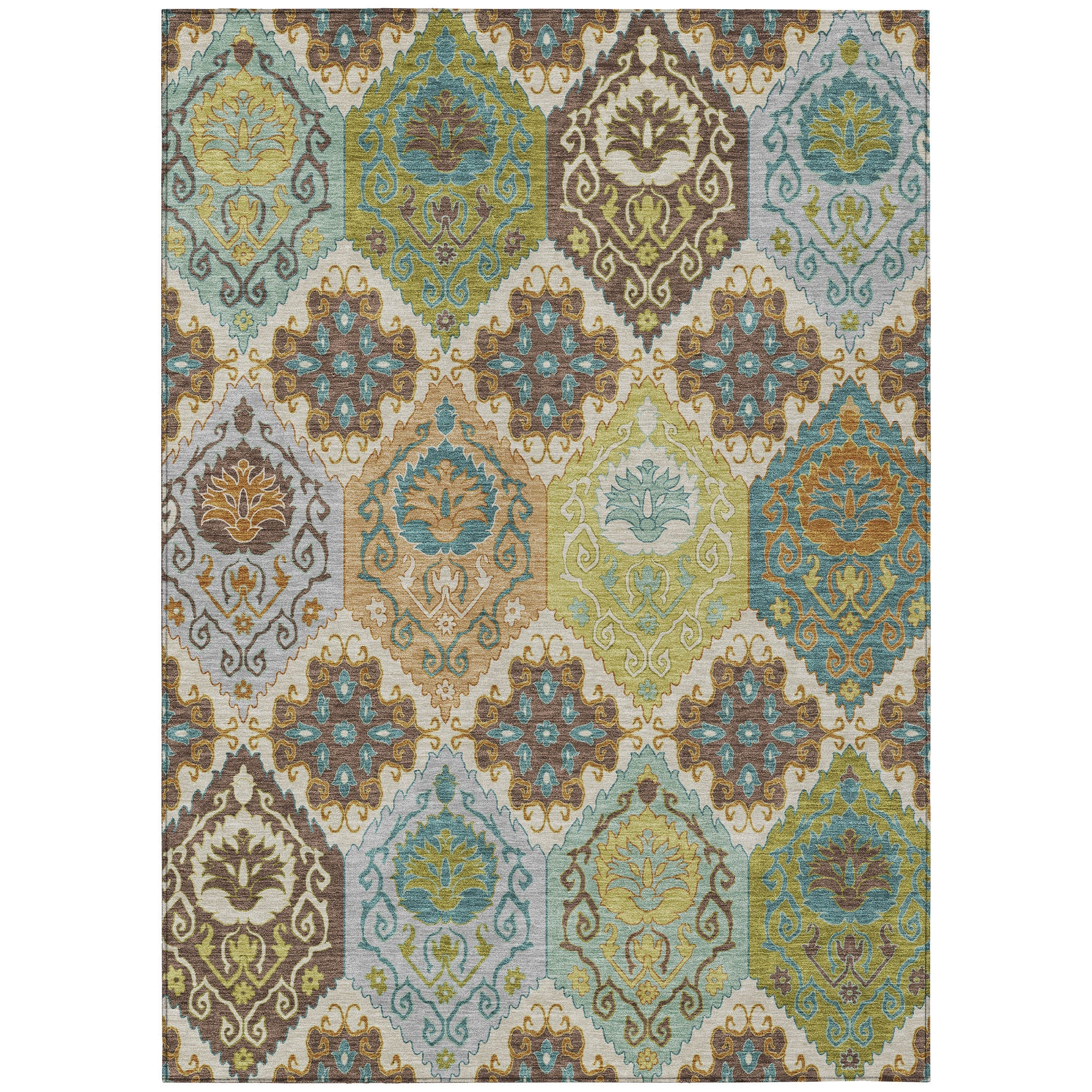 5' X 8' Beige And Brown Geometric Washable Indoor Outdoor Area Rug Homeroots Outdoor
