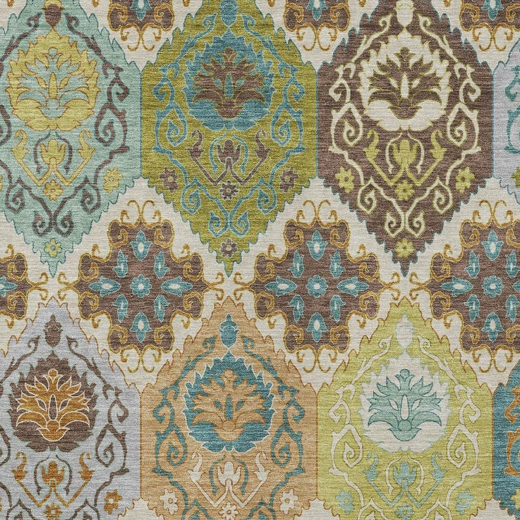 5' X 8' Beige And Brown Geometric Washable Indoor Outdoor Area Rug Homeroots Outdoor
