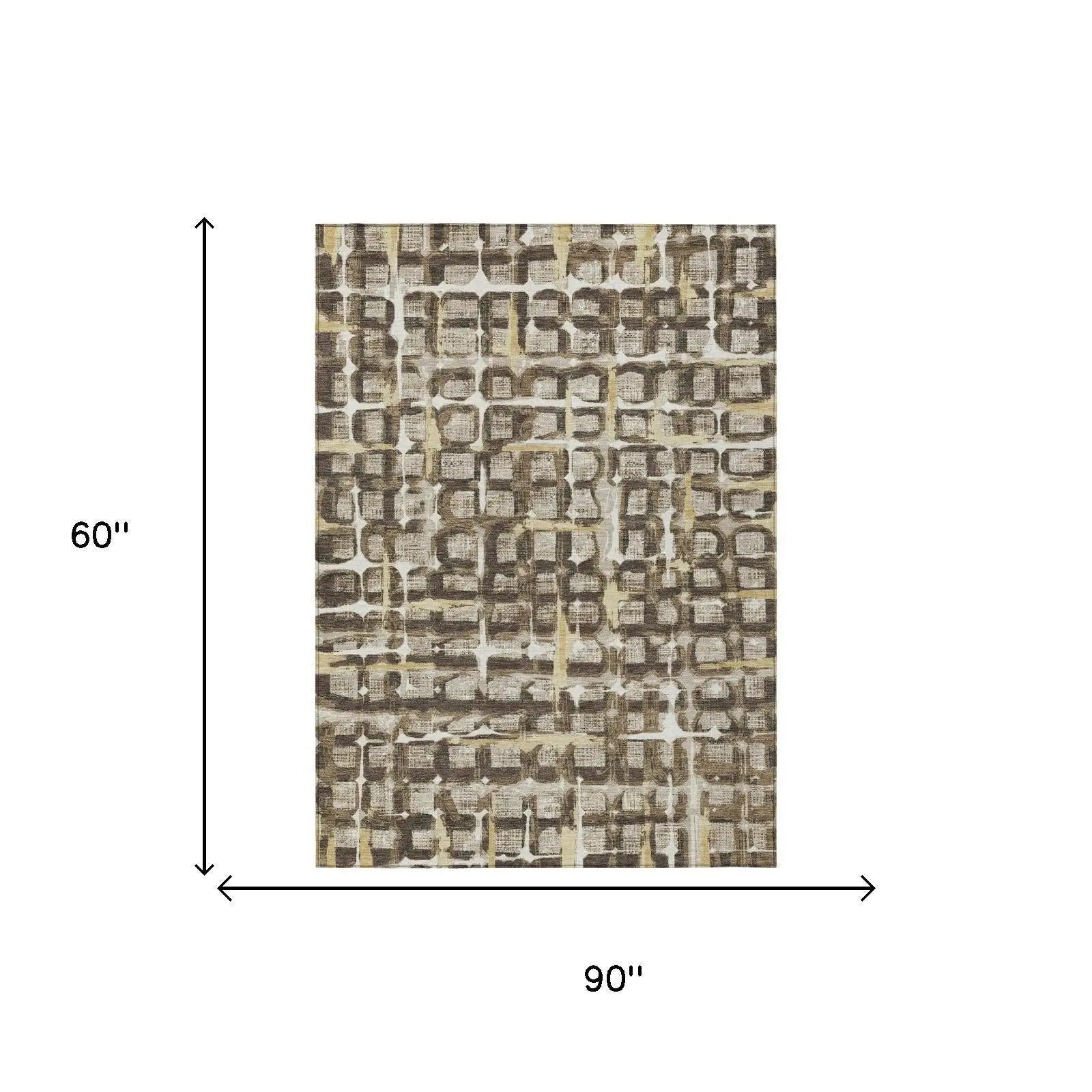5' X 8' Beige And Brown Geometric Washable Indoor Outdoor Area Rug Homeroots Outdoor