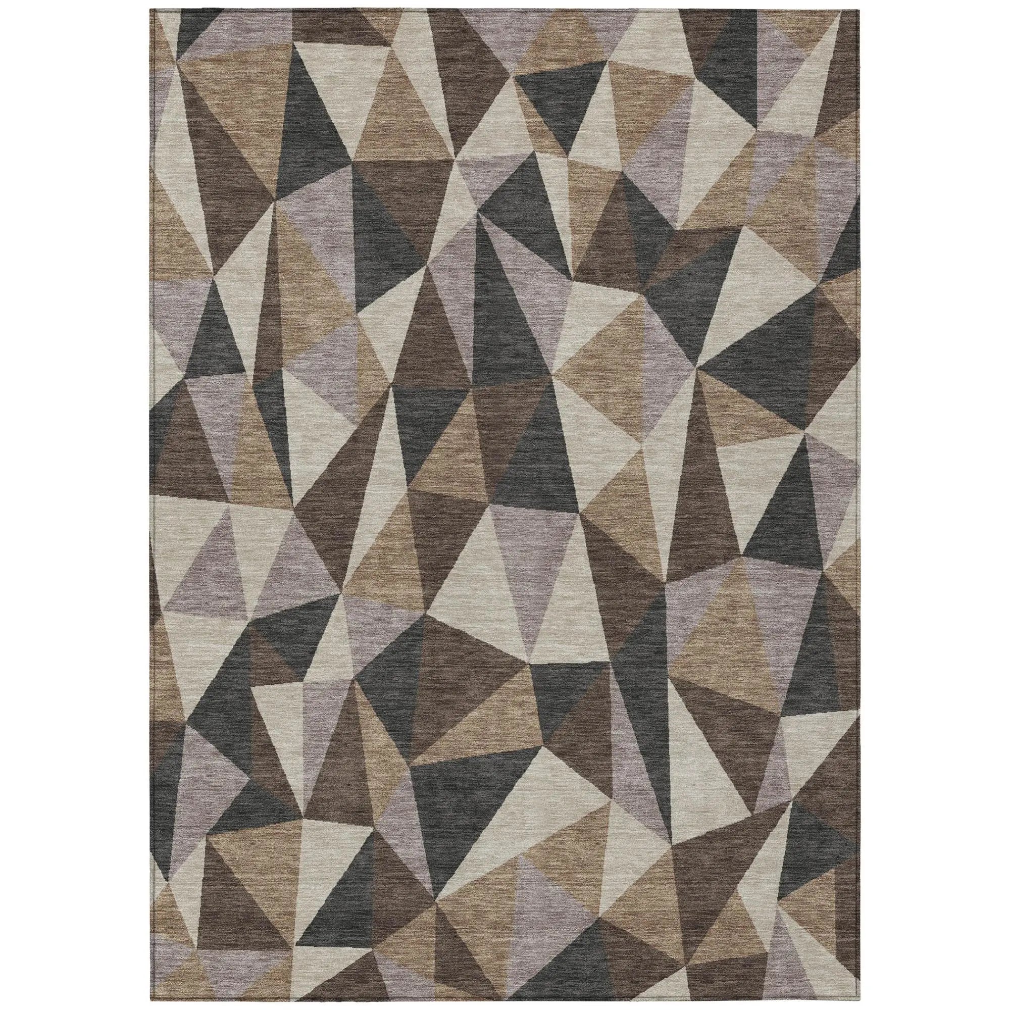 5' X 8' Beige And Brown Geometric Washable Indoor Outdoor Area Rug Homeroots Outdoor