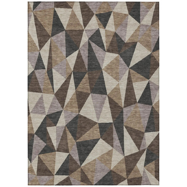 5' X 8' Beige And Brown Geometric Washable Indoor Outdoor Area Rug Homeroots Outdoor