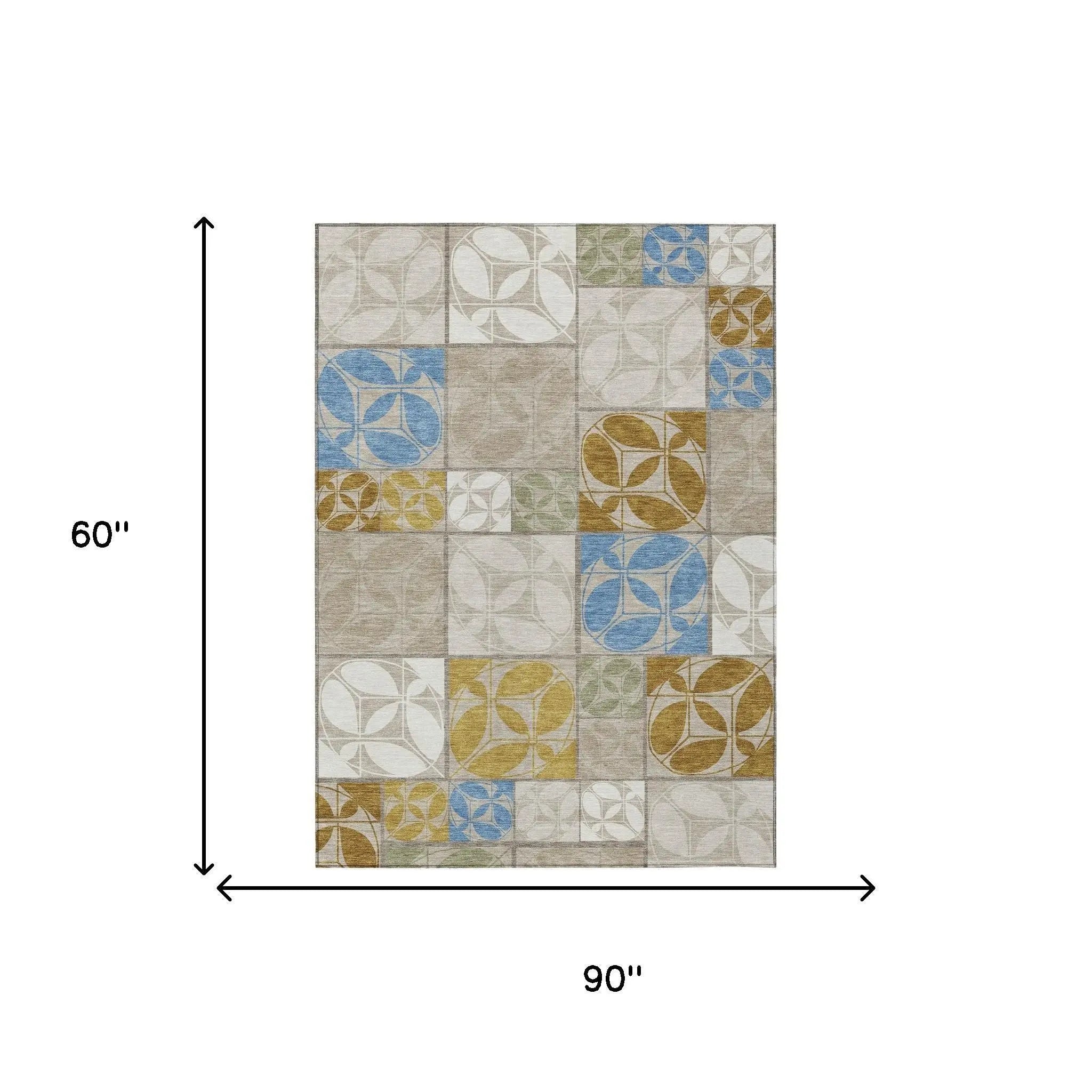 5' X 8' Beige And Brown Geometric Washable Indoor Outdoor Area Rug Homeroots Outdoor
