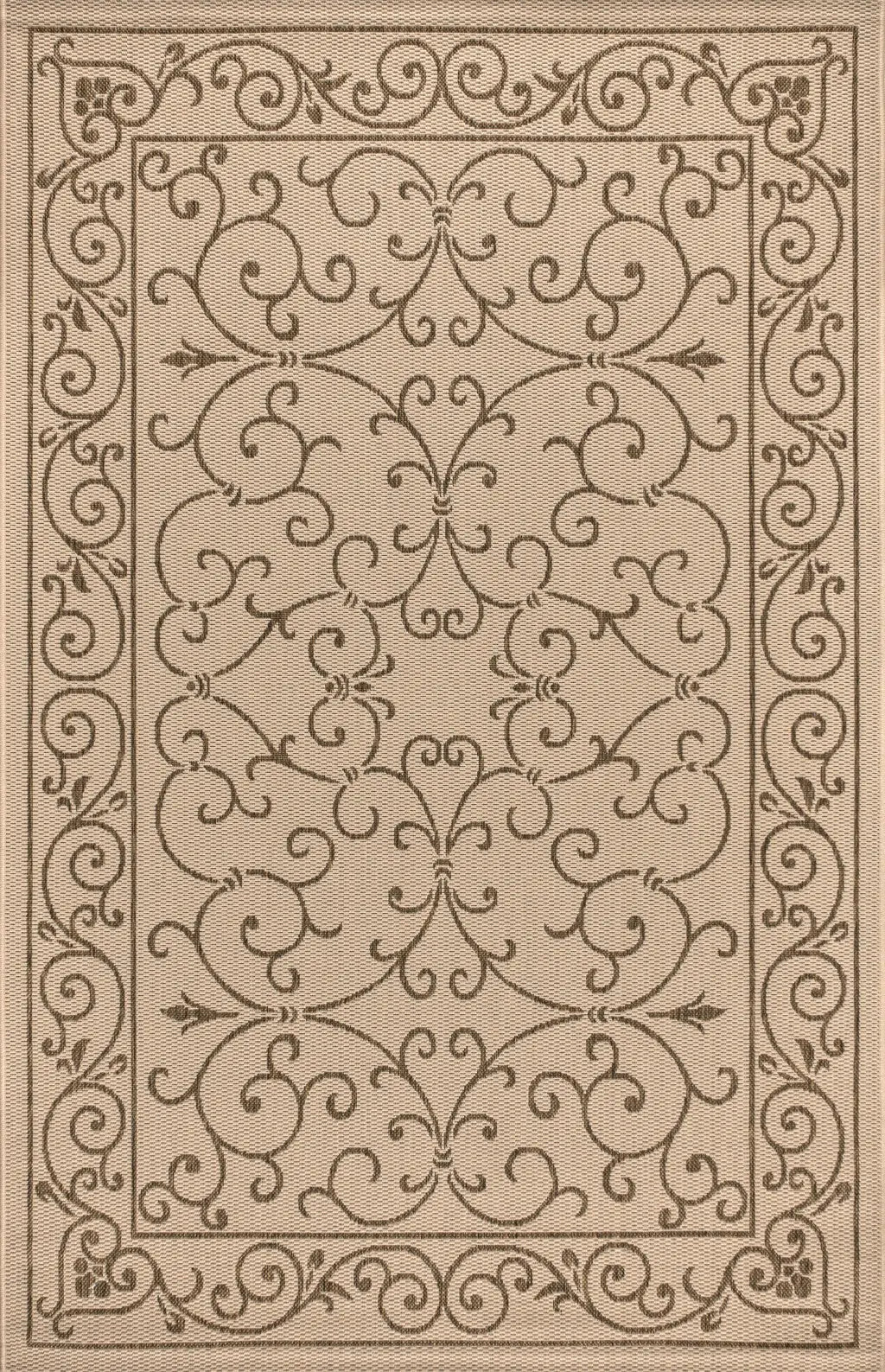 5' X 8' Beige And Brown Medallion Indoor Outdoor Area Rug Homeroots Outdoor
