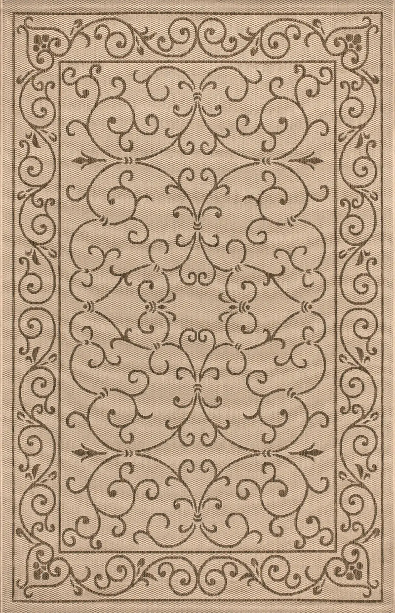5' X 8' Beige And Brown Medallion Indoor Outdoor Area Rug Homeroots Outdoor