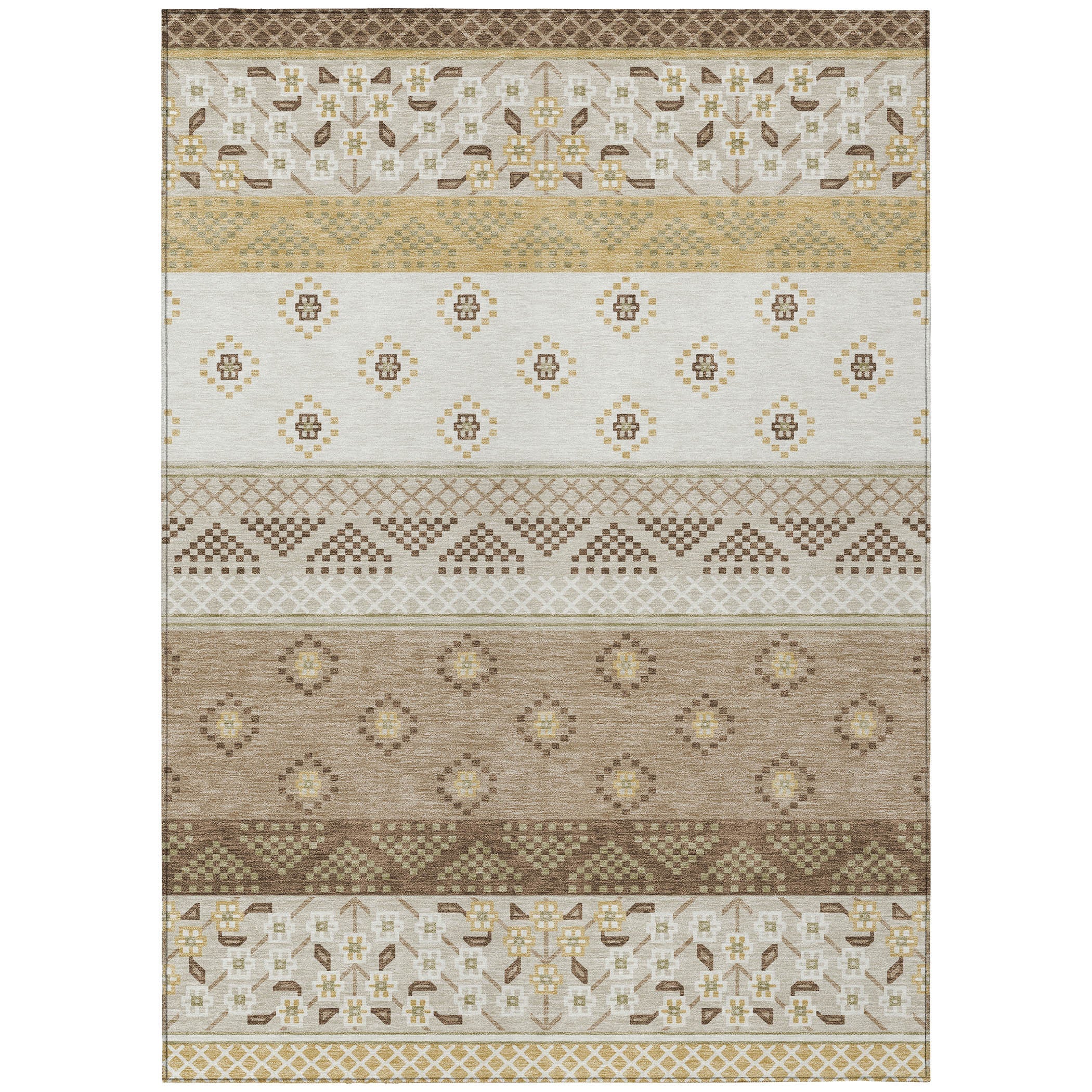 5' X 8' Beige And Brown Striped Washable Indoor Outdoor Area Rug Homeroots Outdoor