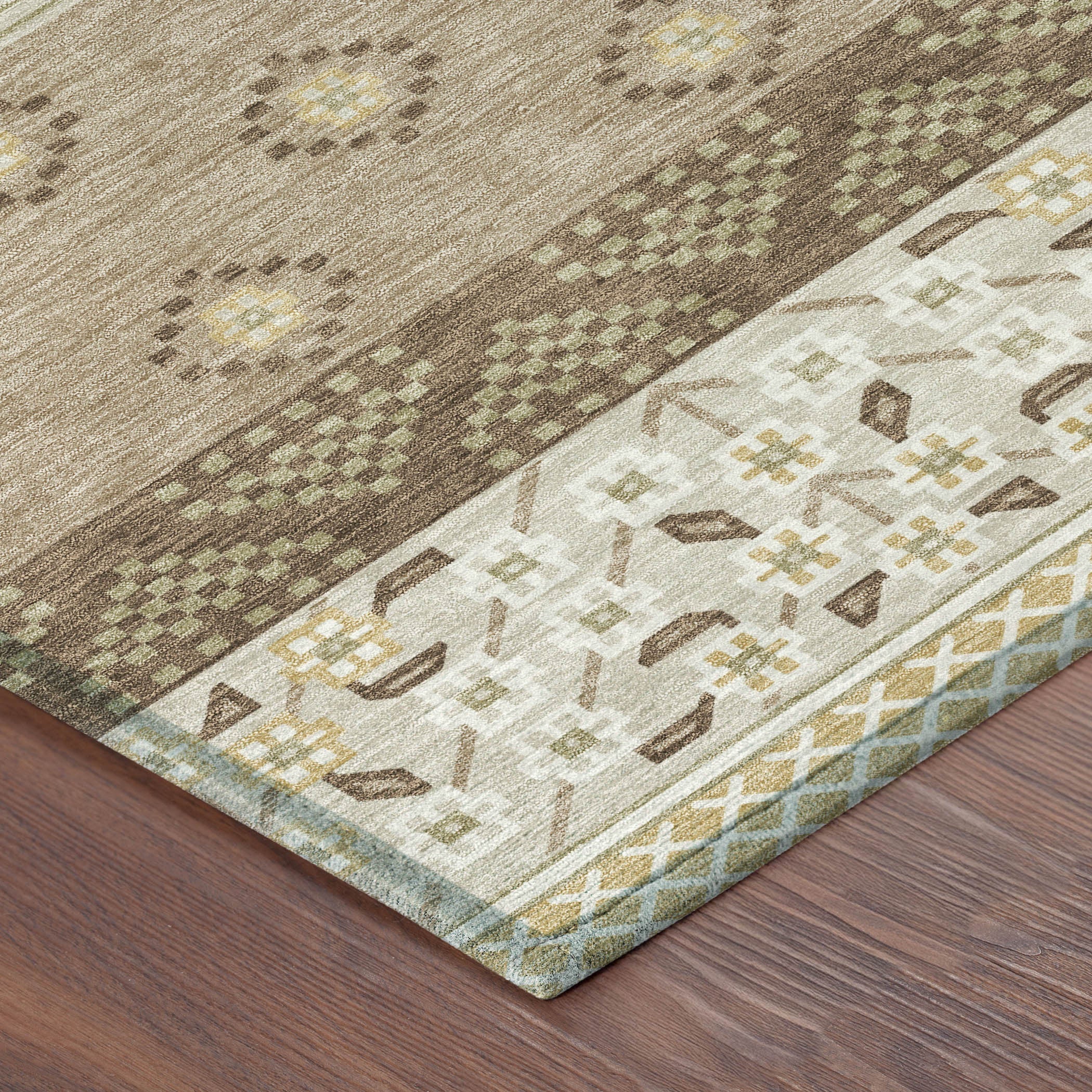 5' X 8' Beige And Brown Striped Washable Indoor Outdoor Area Rug Homeroots Outdoor