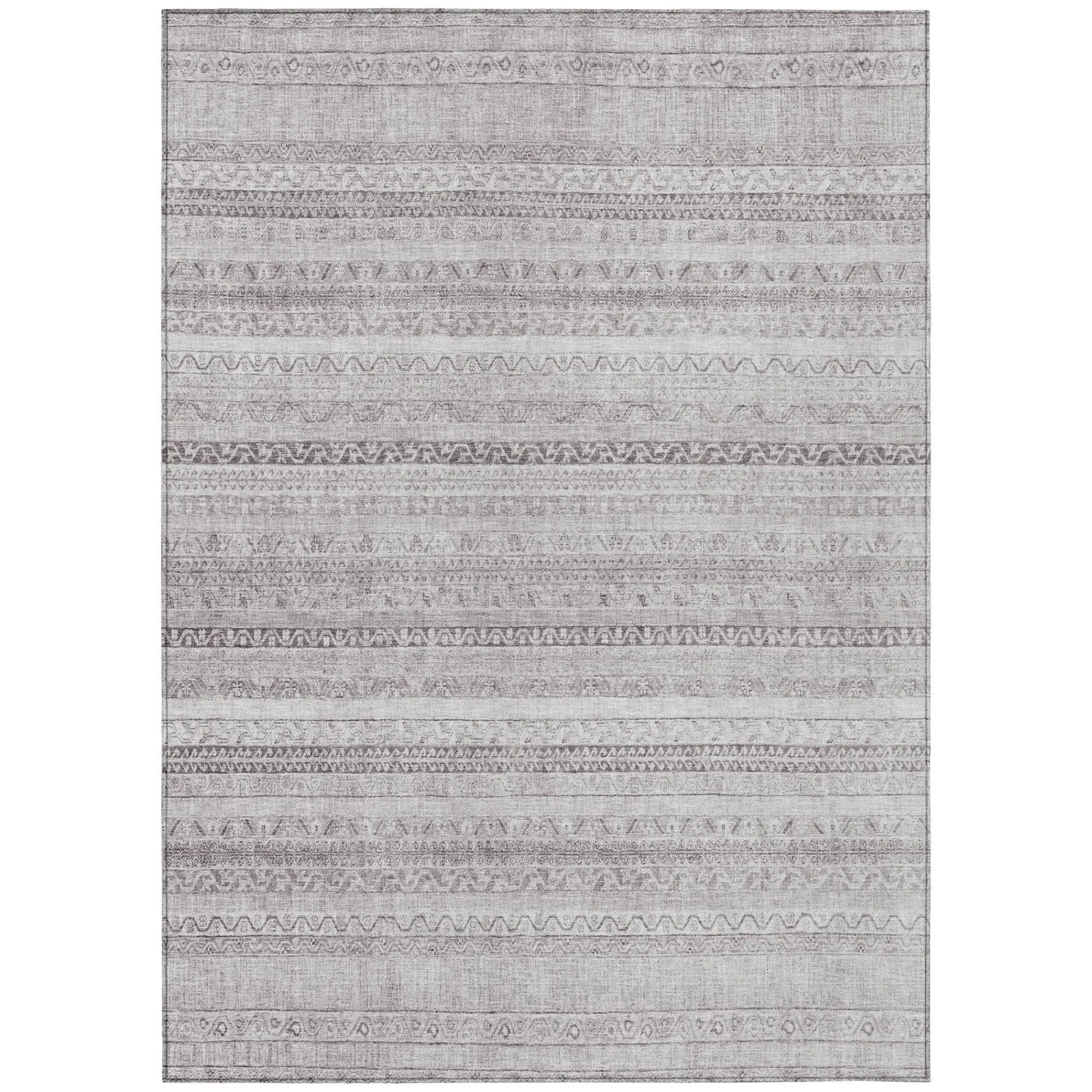 5' X 8' Beige And Brown Striped Washable Indoor Outdoor Area Rug Homeroots Outdoor