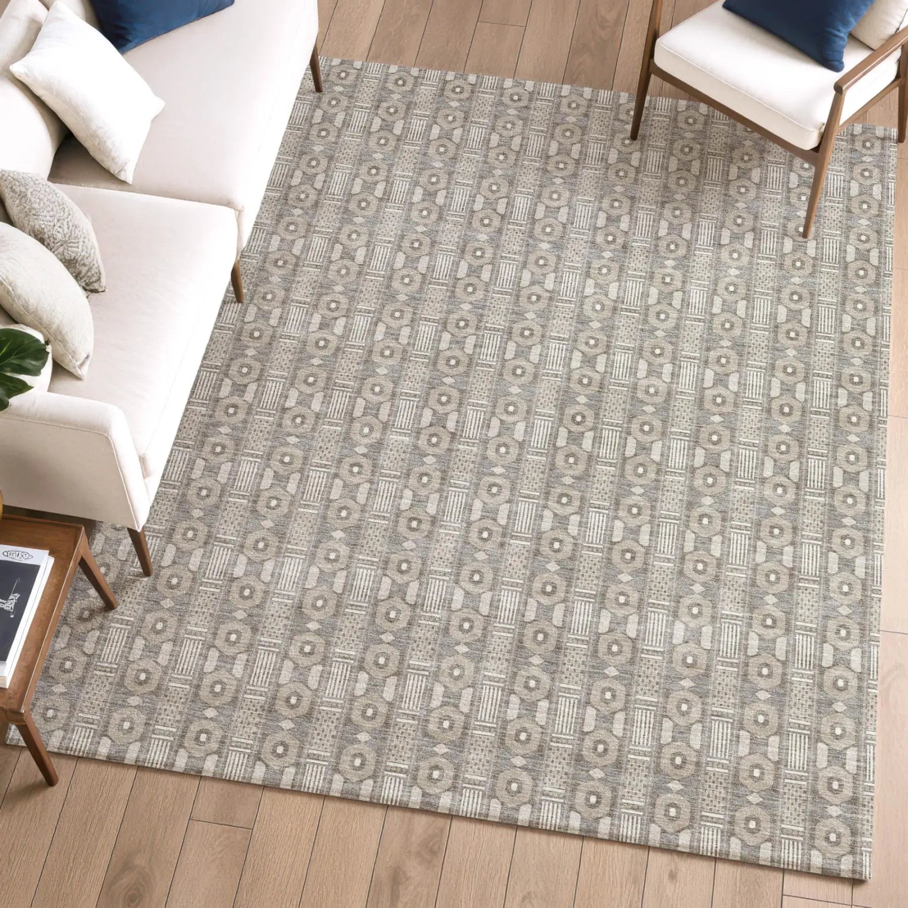 5' X 8' Beige And Brown Striped Washable Indoor Outdoor Area Rug Homeroots Outdoor