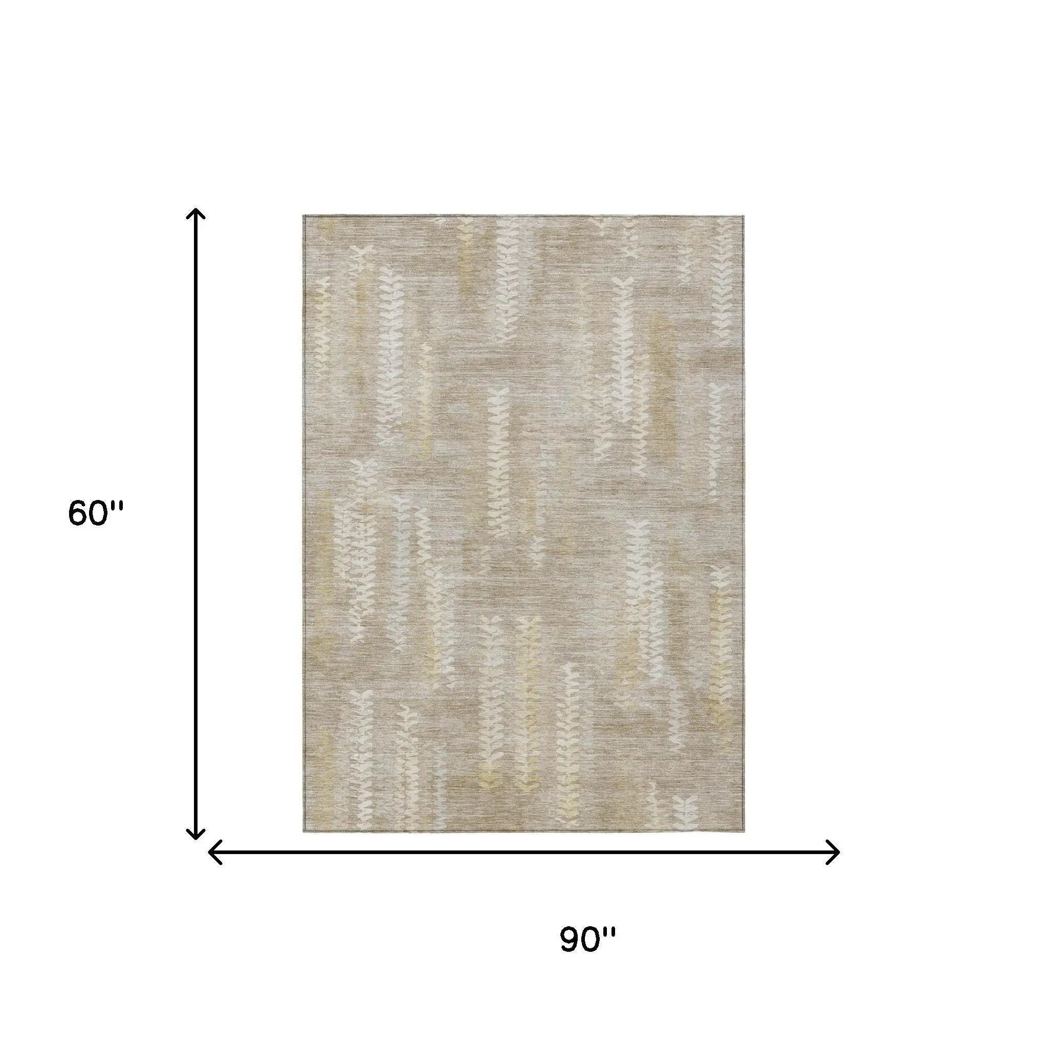 5' X 8' Beige And Brown Striped Washable Indoor Outdoor Area Rug Homeroots Outdoor