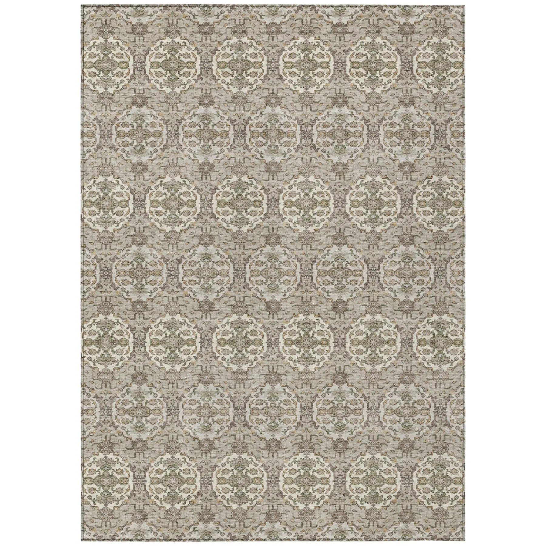 5' X 8' Beige And Brown Striped Washable Indoor Outdoor Area Rug Homeroots Outdoor