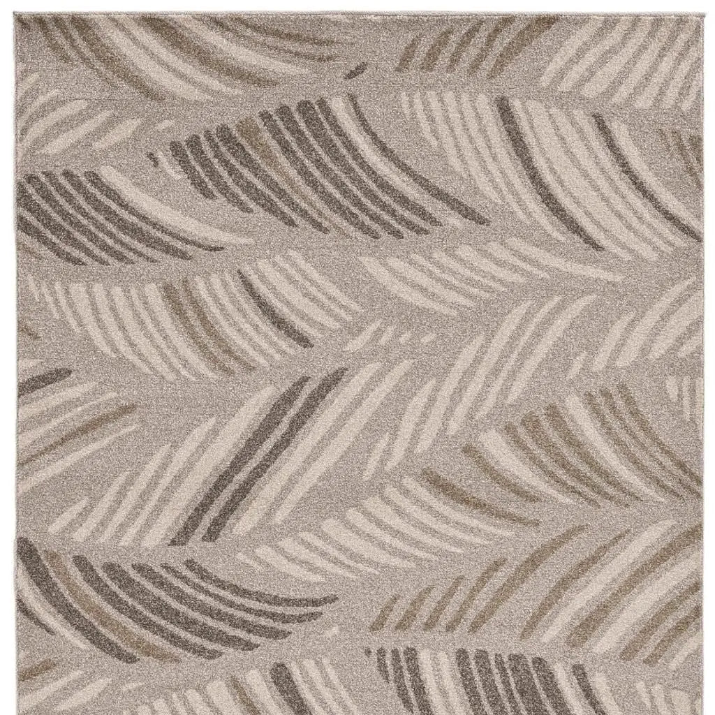 5' X 8' Beige And Brown Tropical Botanical Area Rug Homeroots Home Decor