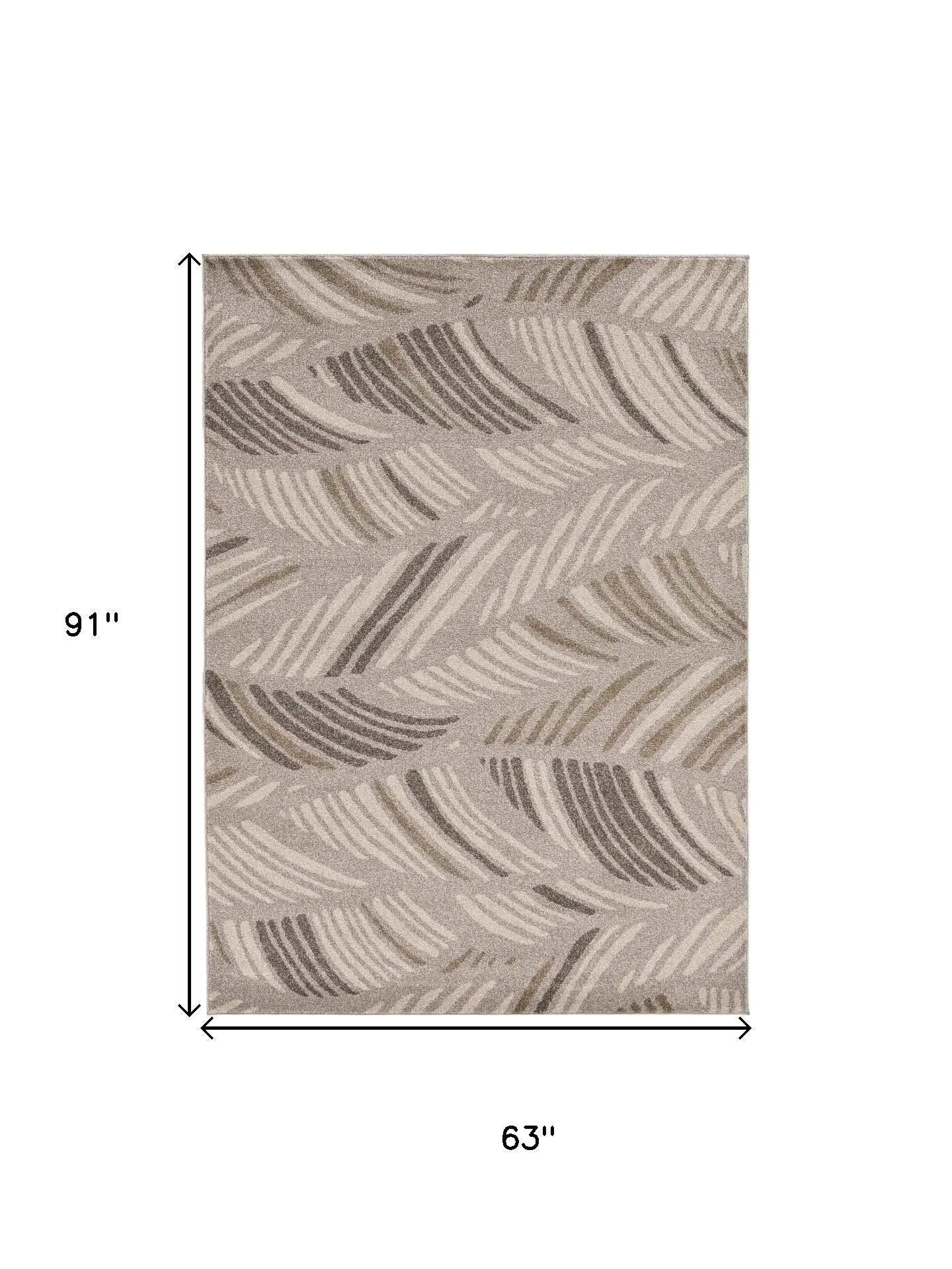5' X 8' Beige And Brown Tropical Botanical Area Rug Homeroots Home Decor