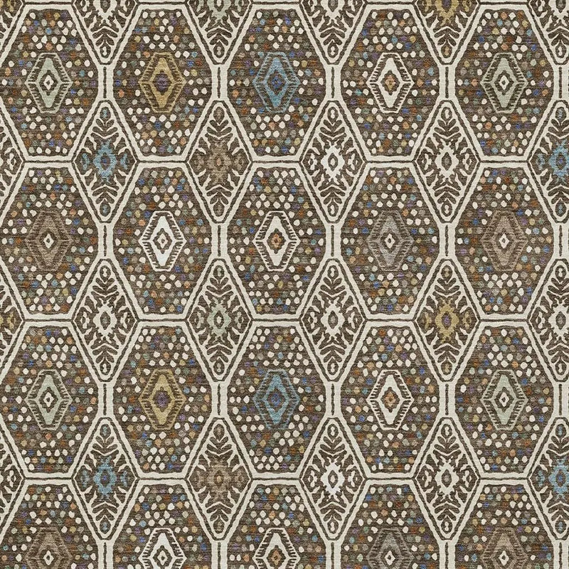 5' X 8' Beige And Chocolate Geometric Washable Indoor Outdoor Area Rug Homeroots Outdoor