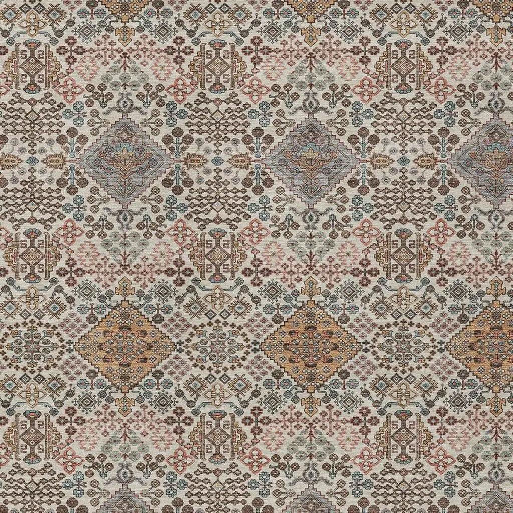 5' X 8' Beige And Copper Geometric Washable Indoor Outdoor Area Rug Homeroots Outdoor