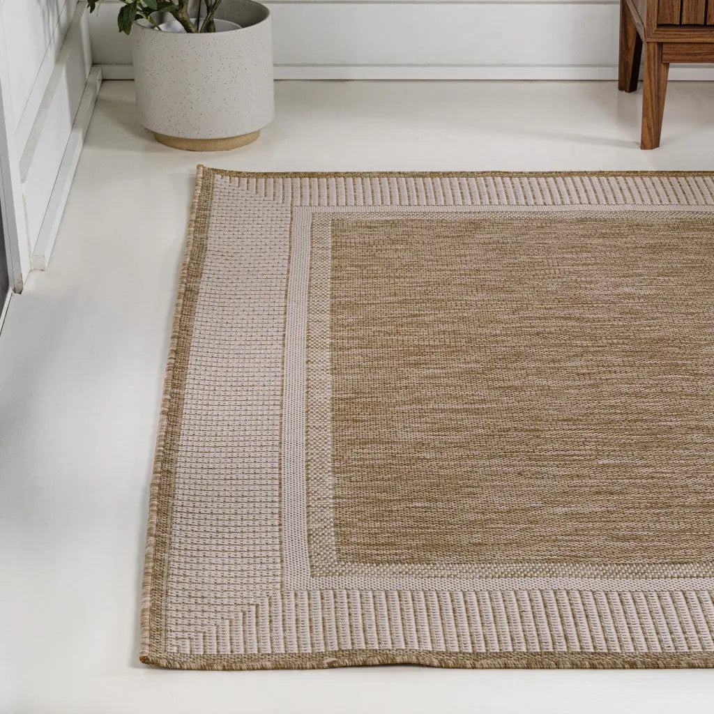 5' X 8' Beige And Cream Indoor Outdoor Area Rug Homeroots Outdoor