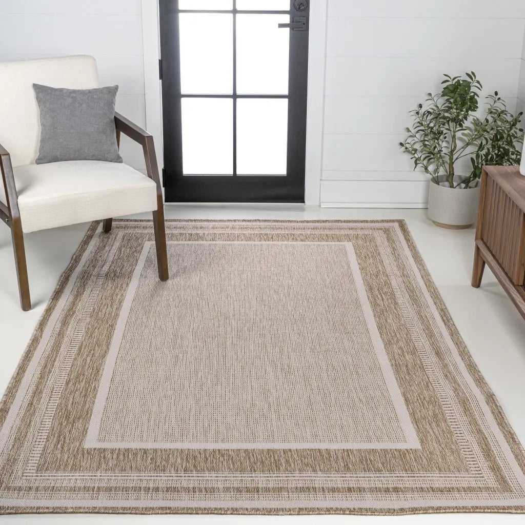 5' X 8' Beige And Cream Indoor Outdoor Area Rug Homeroots Outdoor