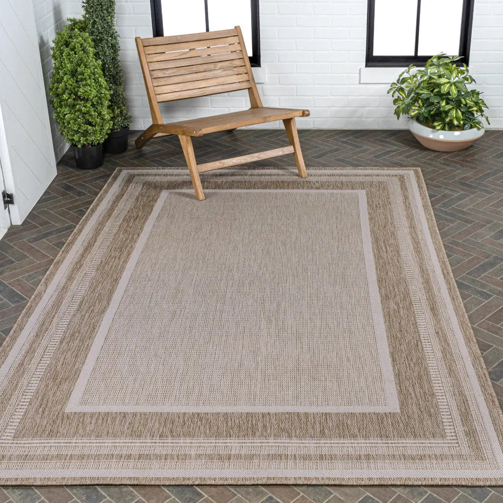 5' X 8' Beige And Cream Indoor Outdoor Area Rug Homeroots Outdoor