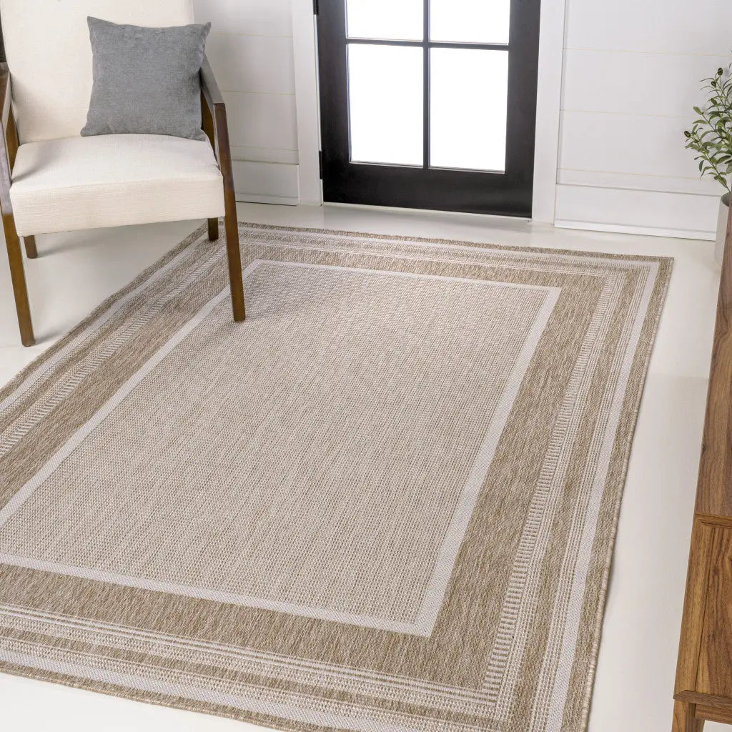 5' X 8' Beige And Cream Indoor Outdoor Area Rug Homeroots Outdoor