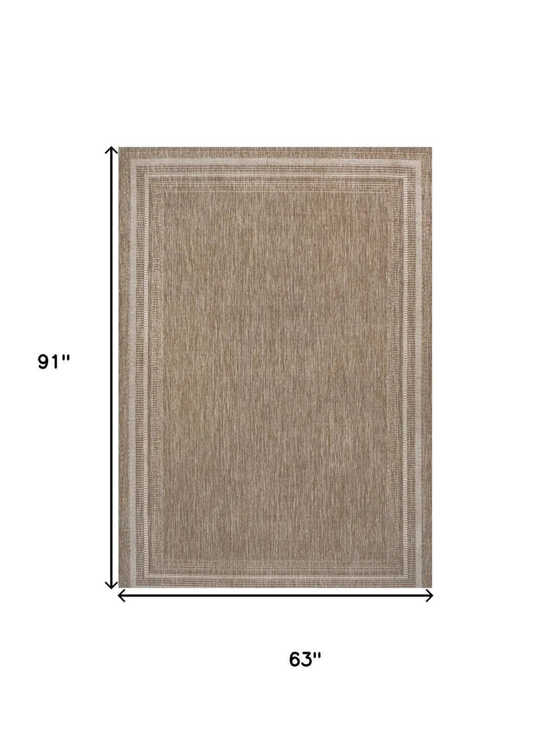 5' X 8' Beige And Cream Indoor Outdoor Area Rug Homeroots Outdoor